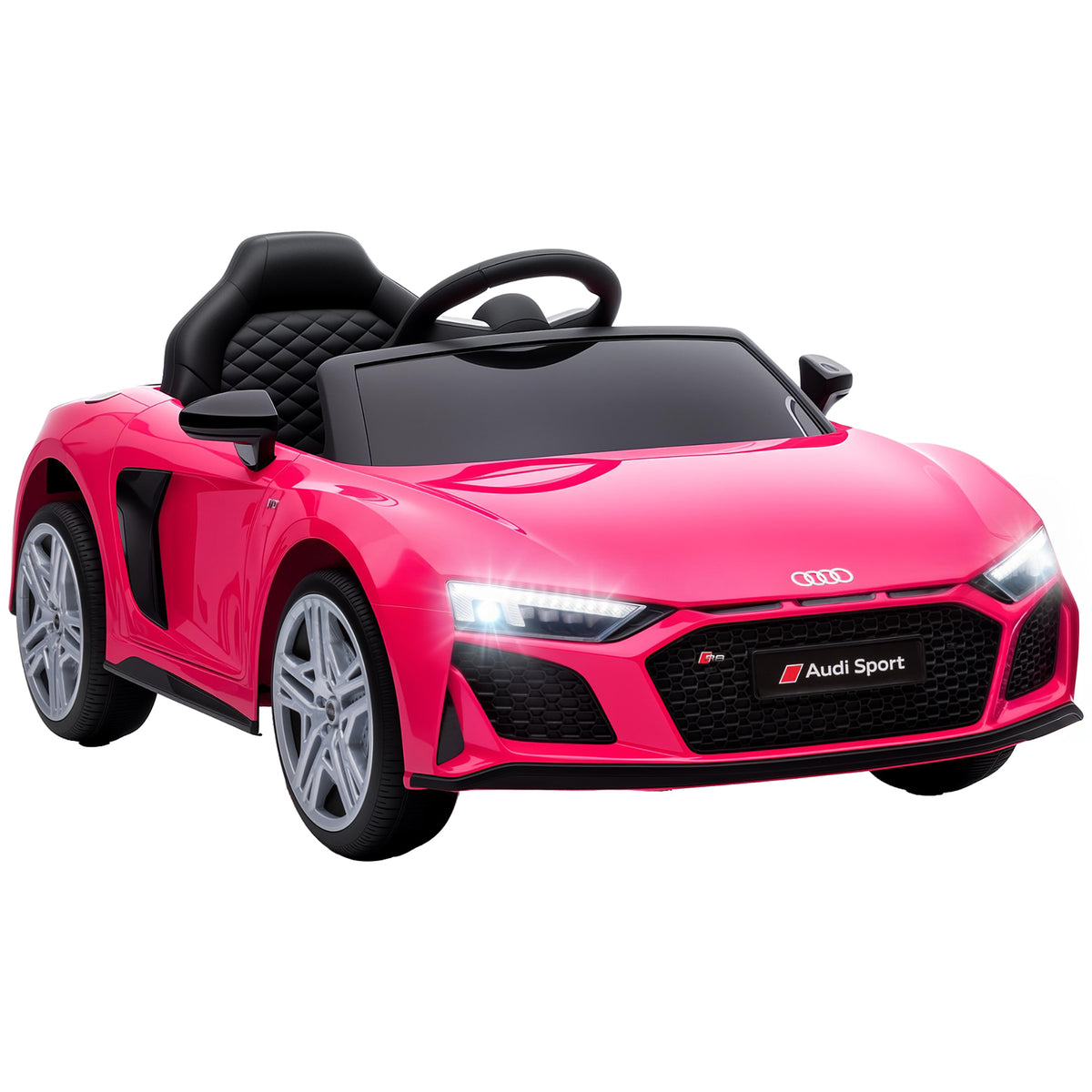AIYAPLAY Licensed Audi R8 Spyder 12V Electric Car for Kids with Remote Control, Dual Motors, Rear Suspension, Soft Start, Pink
