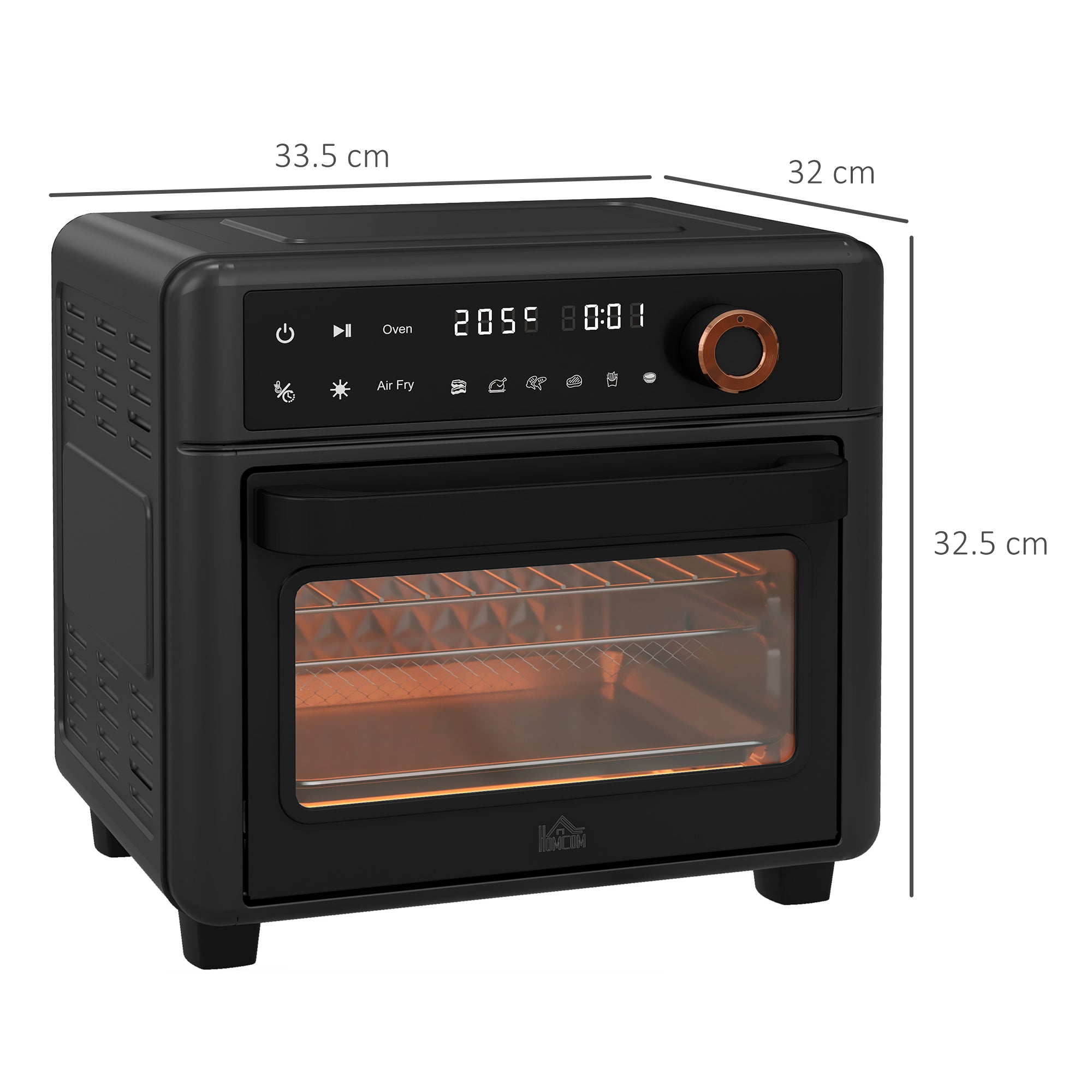 HOMCOM Air Fryer Oven, 13L Mini Oven, Multifunction Countertop Convection Oven w/ 12 Presets, Adjustable Temp and Time, 1500W - North Peak Garden Furniture