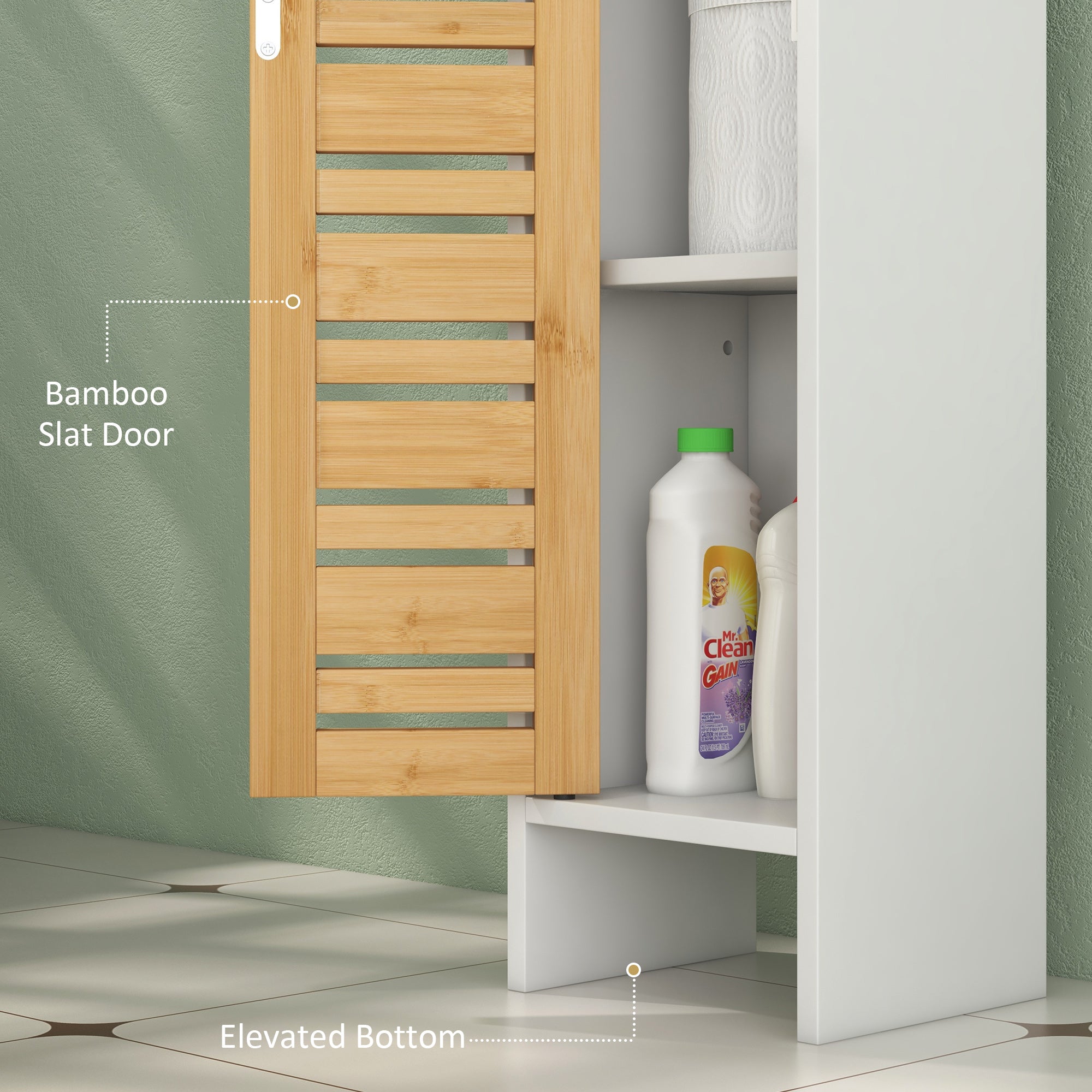 HOMCOM Bathroom Cabinet with Toilet Paper Holder - White - North Peak Garden Furniture