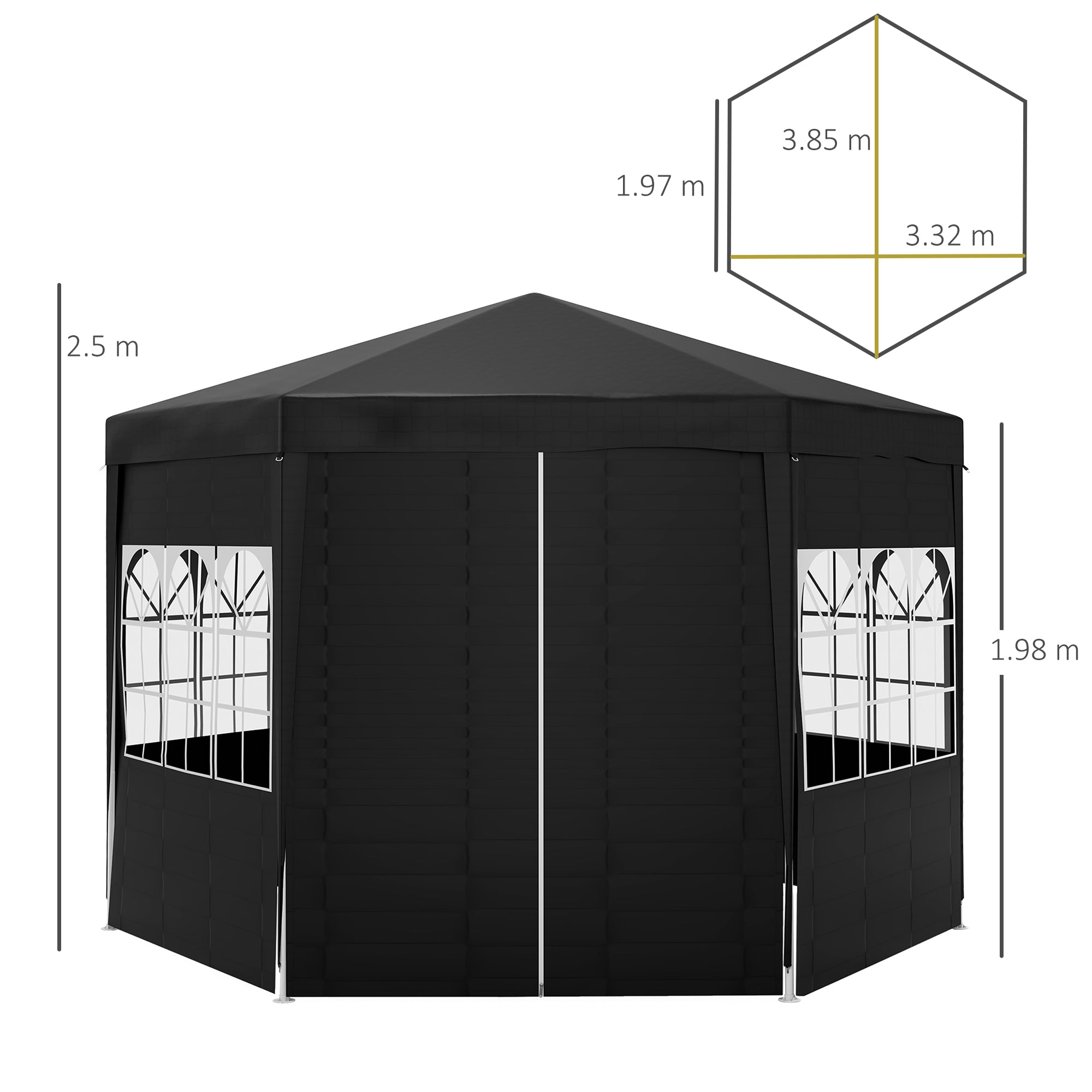 Outsunny 4 m Party Tent Wedding Gazebo Outdoor Waterproof PE Canopy Shade with 6 Removable Side Walls - North Peak Garden Furniture