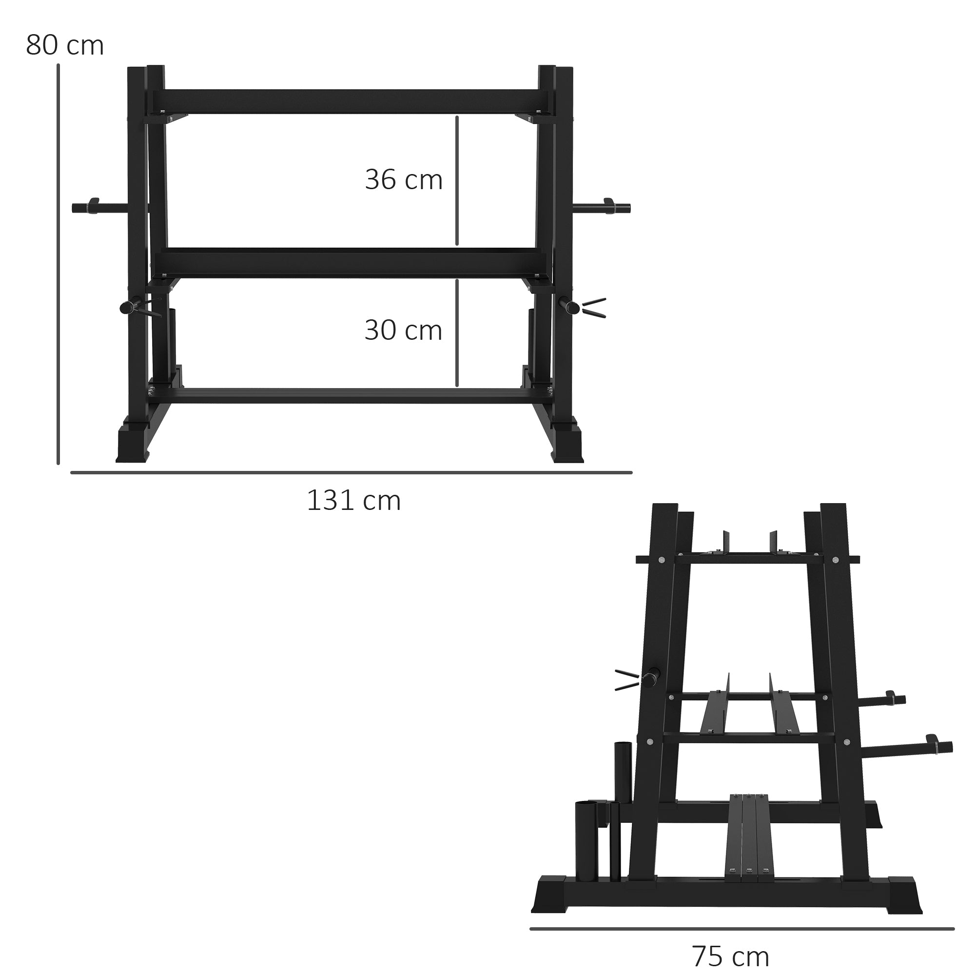 SPORTNOW 3-Tier Dumbbell Rack, Versatile Weight Rack with 4 Weight Rods for Dumbbells, Kettlebells and Plates (Rack Only) - North Peak Garden Furniture