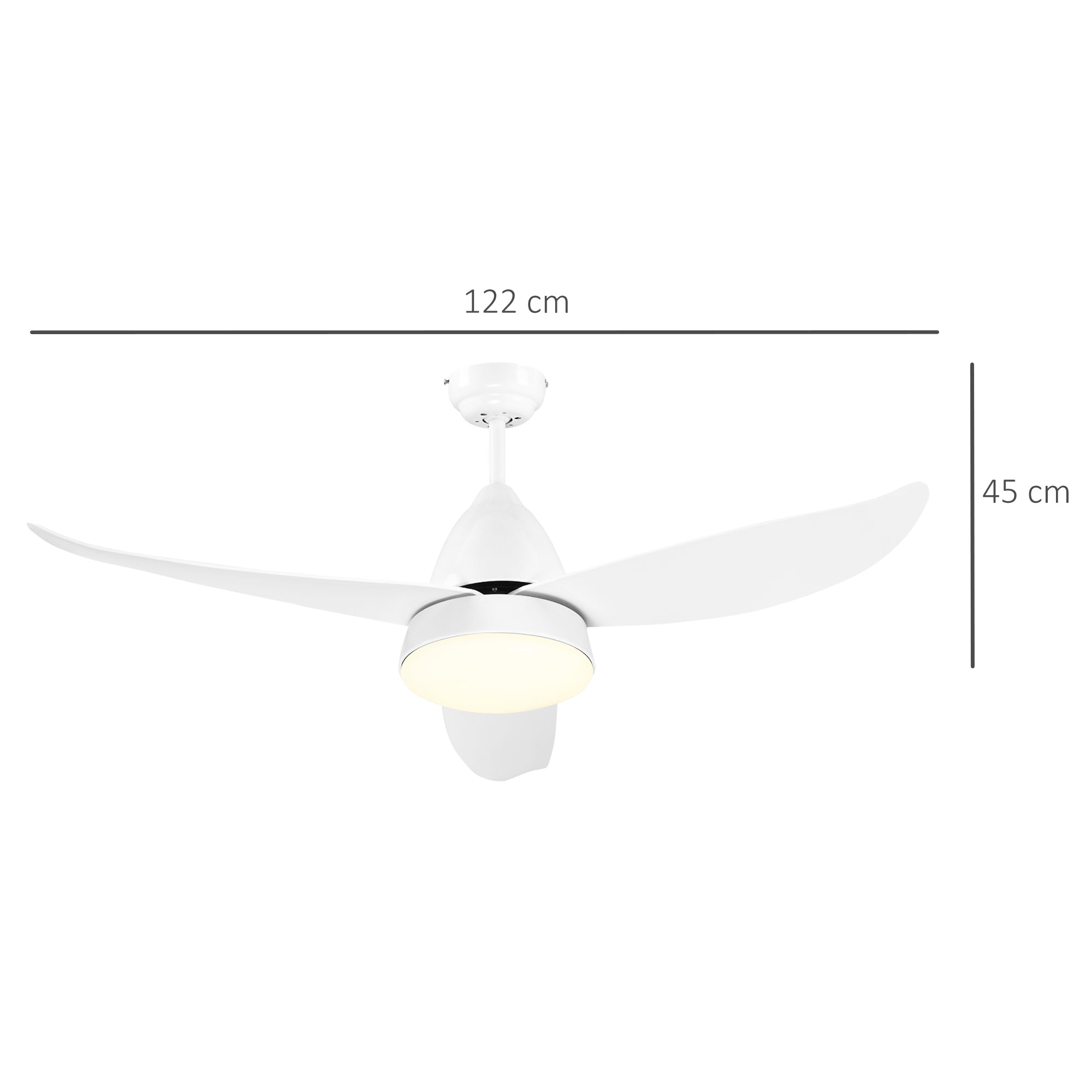 HOMCOM Reversible Ceiling Fan with Light, 3 Blades Indoor Modern Mount White LED Lighting Fan with Remote Controller, for Bedroom, Living Room, White - North Peak Garden Furniture