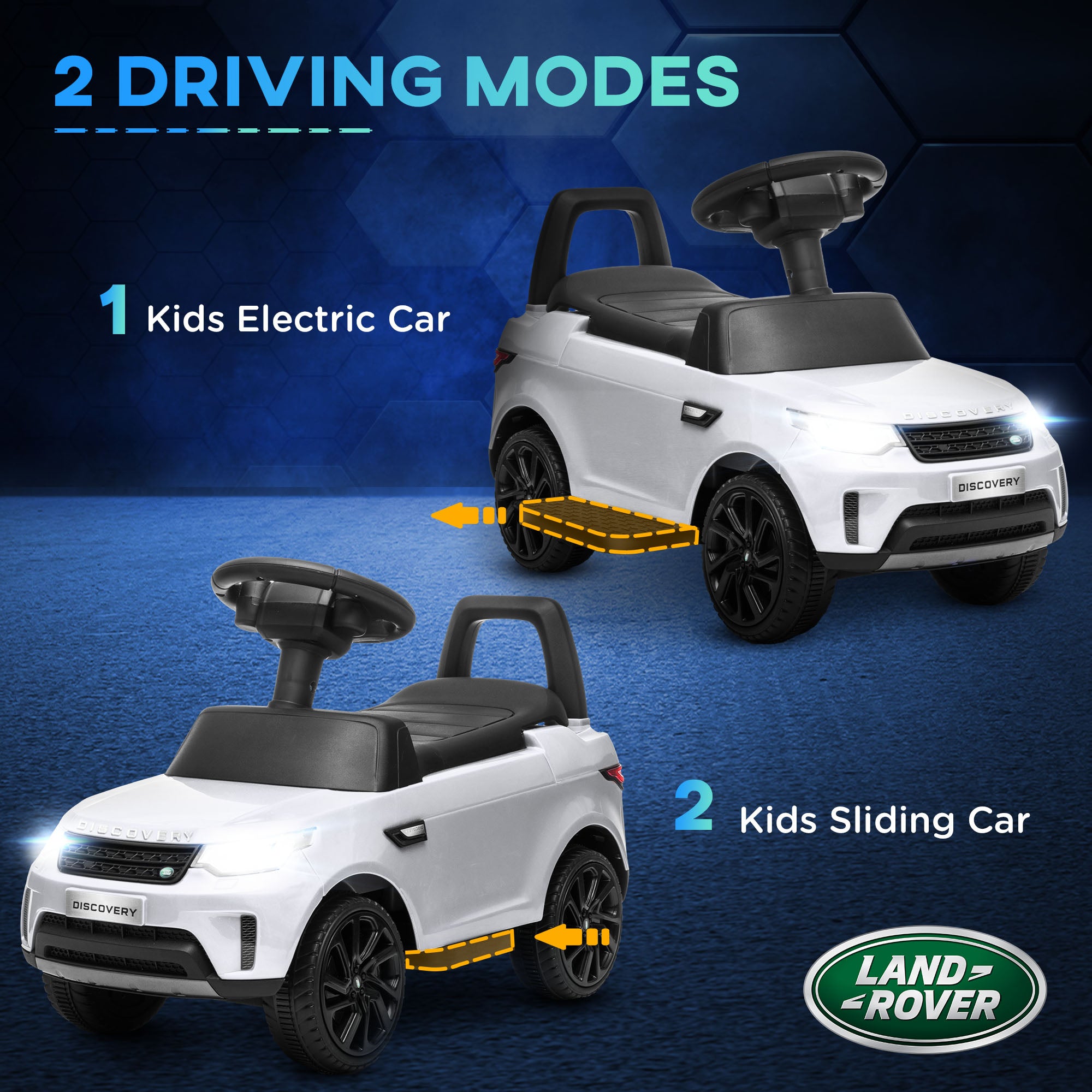 AIYAPLAY 2 in 1 Land Rover Licensed 6V Kids Electric Ride On Car Sliding Car w/ Headlights Music, for 18-60 Months White