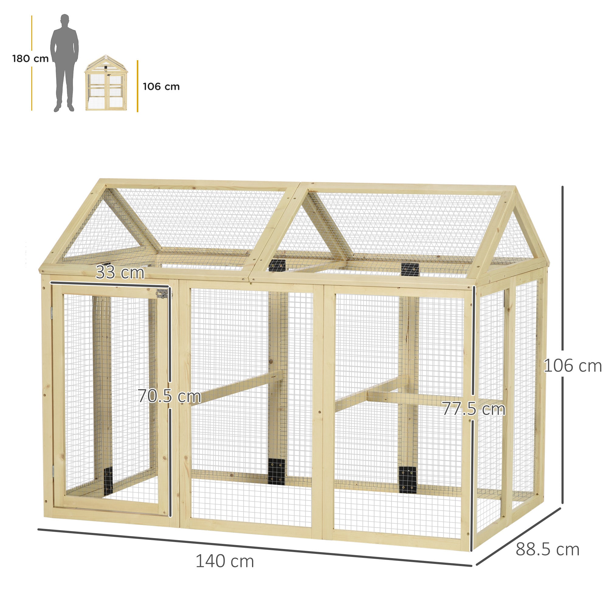 PawHut Large Chicken Run, Wooden Chicken coop, with Combinable Design - Natural Wood Finish - North Peak Garden Furniture