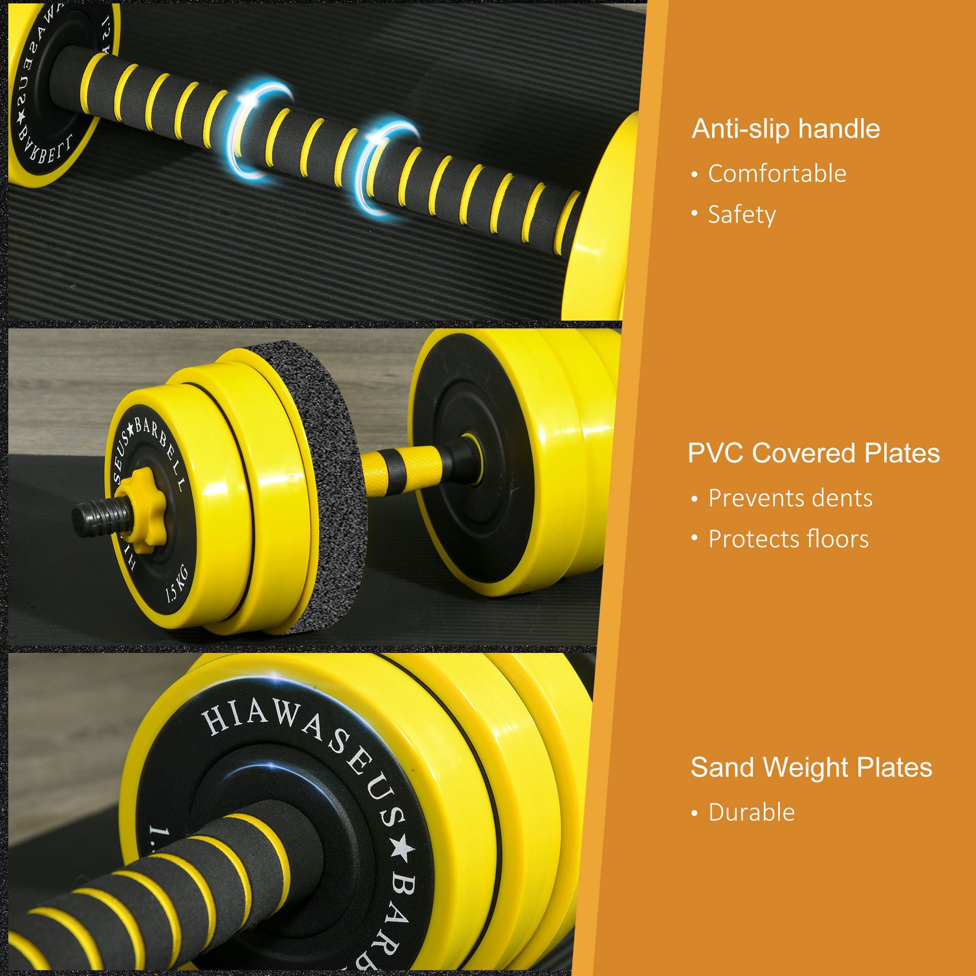 HOMCOM 25KG Dumbbell & Barbell Adjustable Set Plate Bar Clamp Rod Home Gym Sports Area Exercise Ergonomic - North Peak Garden Furniture