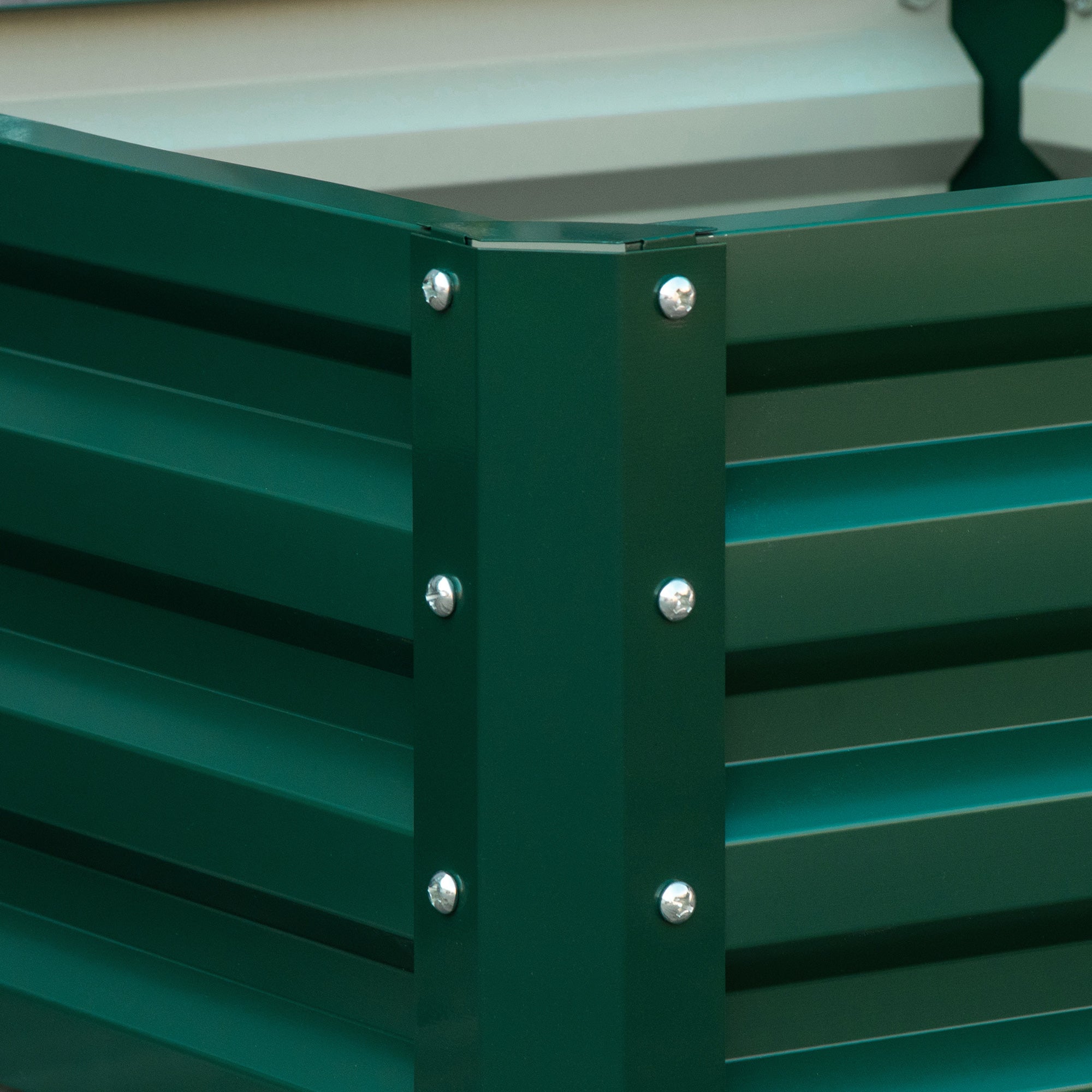Outsunny Set of 2 Raised Garden Bed, Outdoor Elevated Galvanised Planter Box for Flowers, Herbs, 60x60x30.5cm, Green - North Peak Garden Furniture