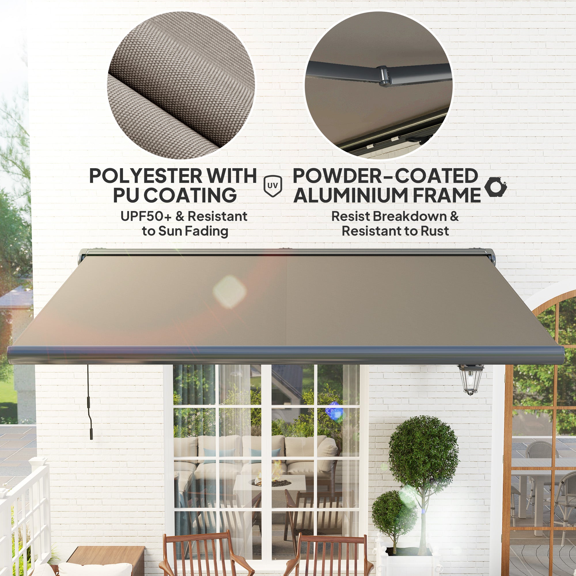 Outsunny 4 x 3(m) Full Cassette Electric Awning with Remote Controller, Aluminium Frame DIY Retractable Garden Awning, UPF50+ Sun Shade Canopy for Deck Door Window, Light Grey - North Peak Garden Furniture