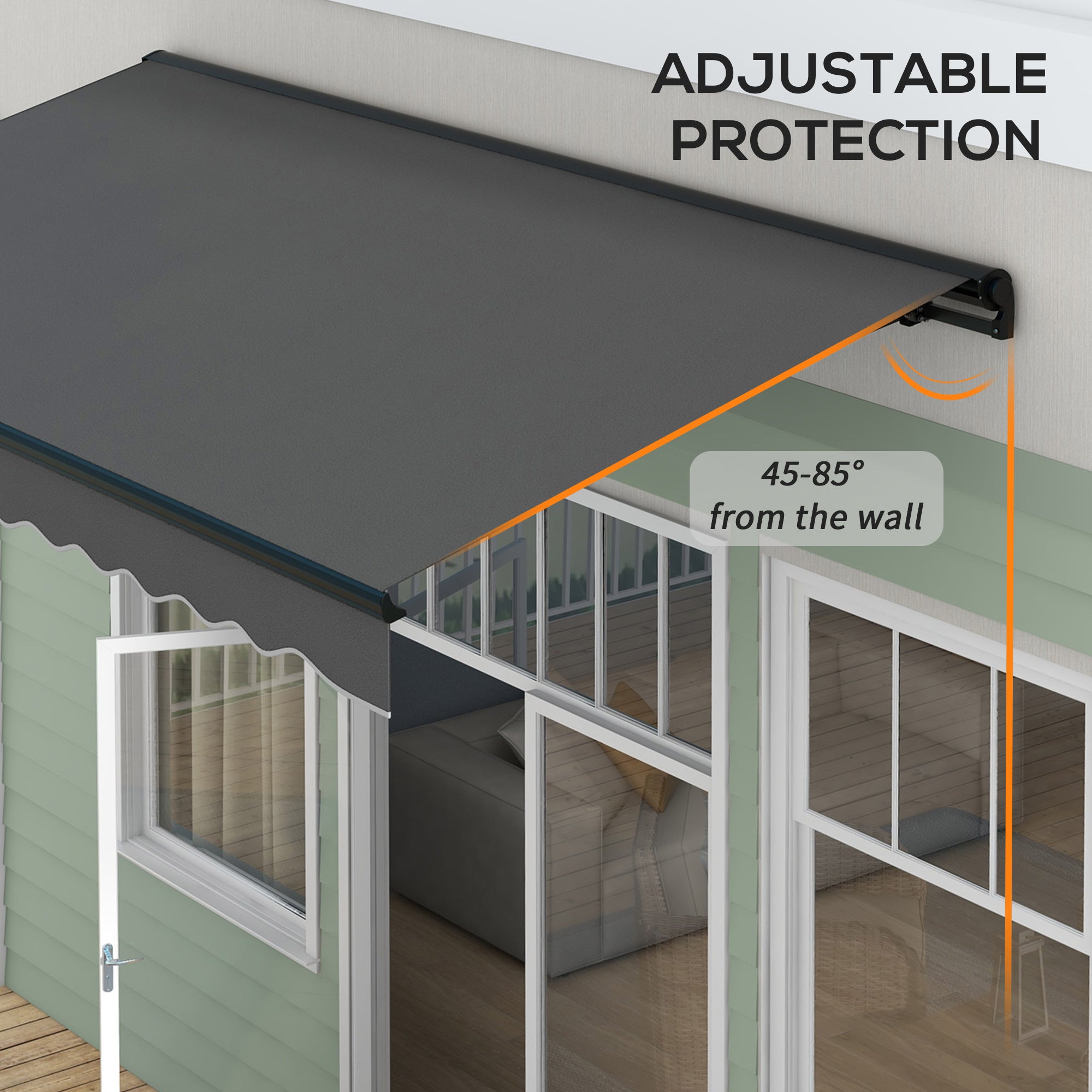 Outsunny 2.5 x 3.5m Aluminium Frame Electric Awning, with Remote - Dark Grey - North Peak Garden Furniture