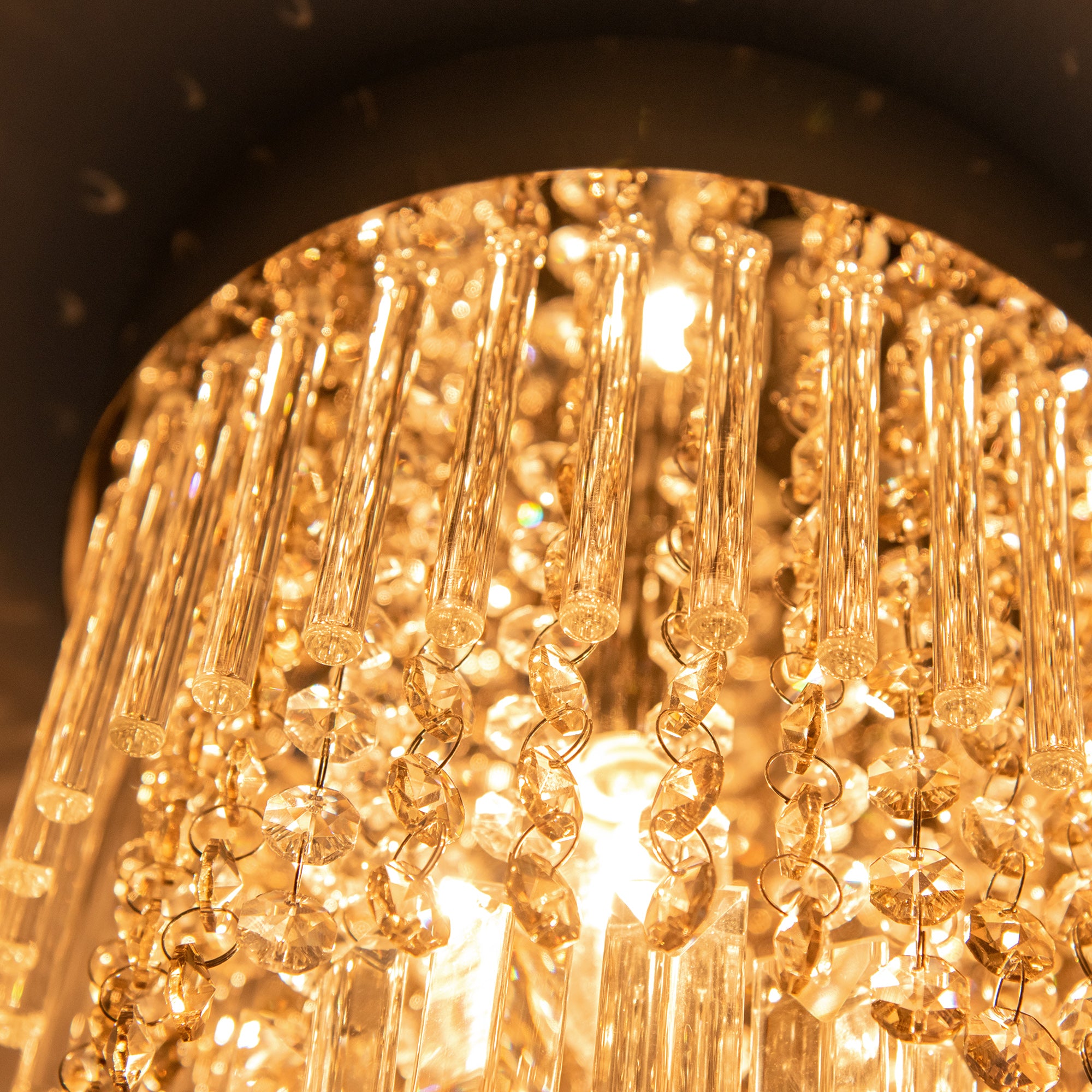 HOMCOM Modern Raindrop Crystal Chandelier, Round Rectangular hanging Ceiling Light, Linear Hanging Lighting with Stainless Steel Base, for Restaurant Kitchen Island Dining Room Hotel, Silver - North Peak Garden Furniture