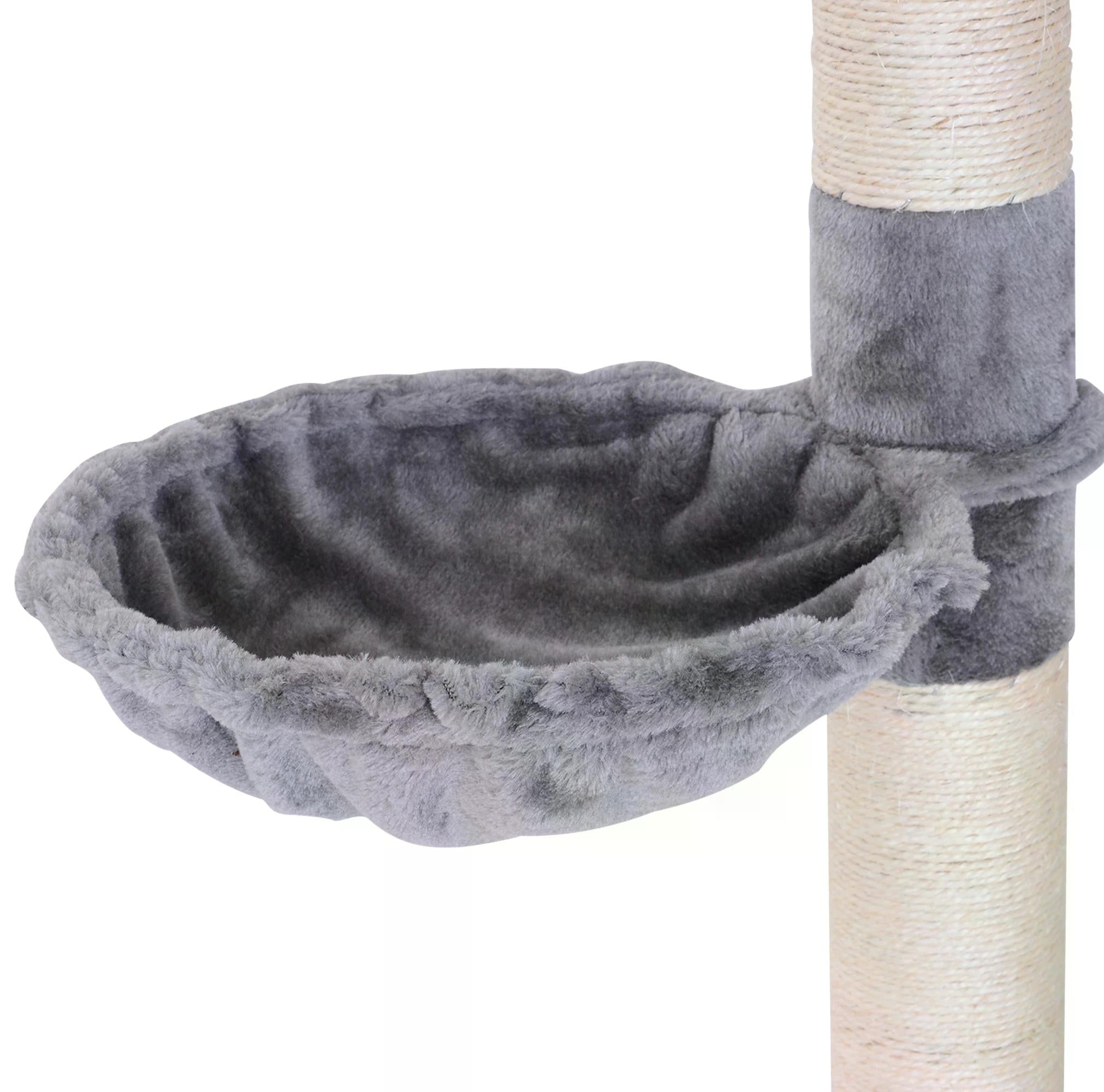 PawHut Floor to Ceiling Cat Tree for Indoor Cats 5-Tier Kitty Tower Climbing Activity Center Scratching Post Adjustable Height 230-260 cm Grey