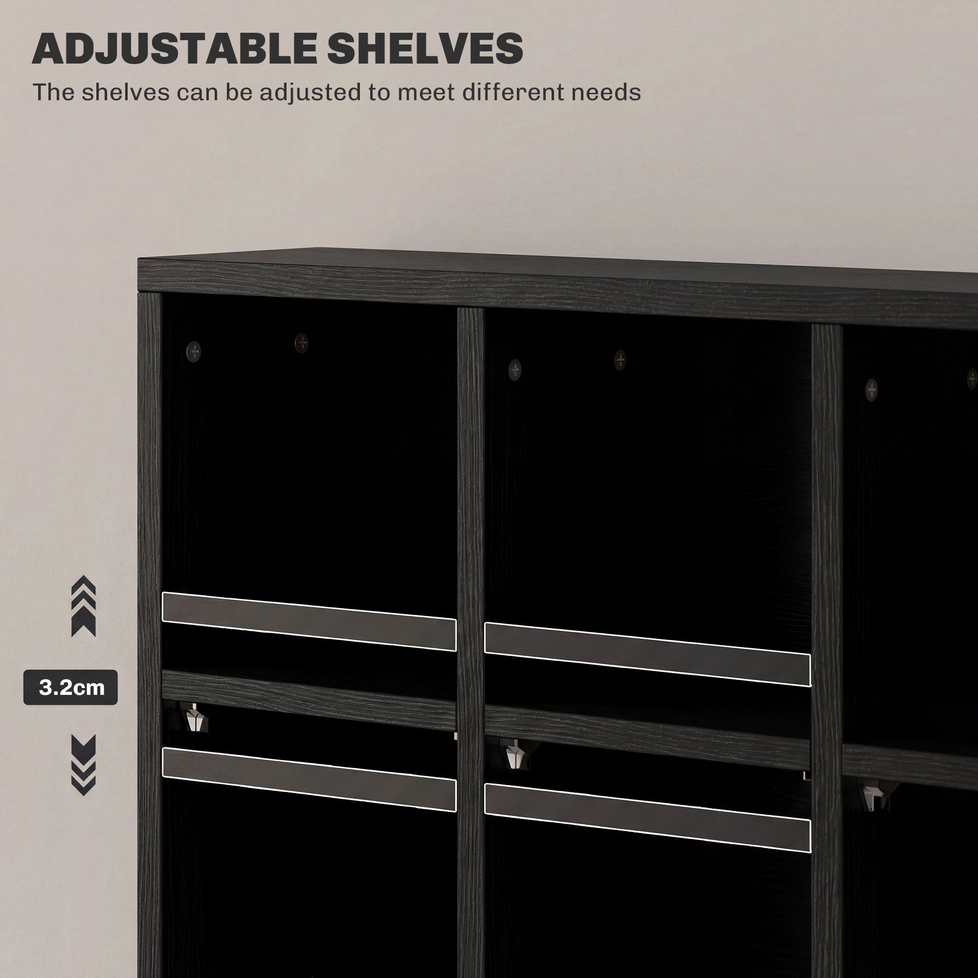 HOMCOM CD Storage Unit with Adjustable Shelves, 89 x 130.5 cm, Black