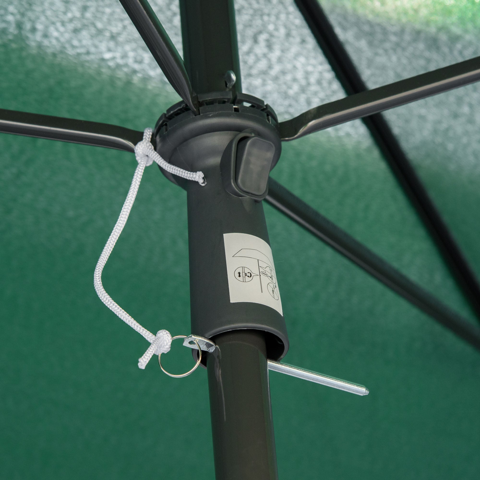 Outsunny Garden Parasol Umbrella, Outdoor Market Table Umbrella with Ruffles & Aluminium Pole, Rectangular Tilting Parasol Sun Shade Canopy, 2 x 1.3m, Green - North Peak Garden Furniture