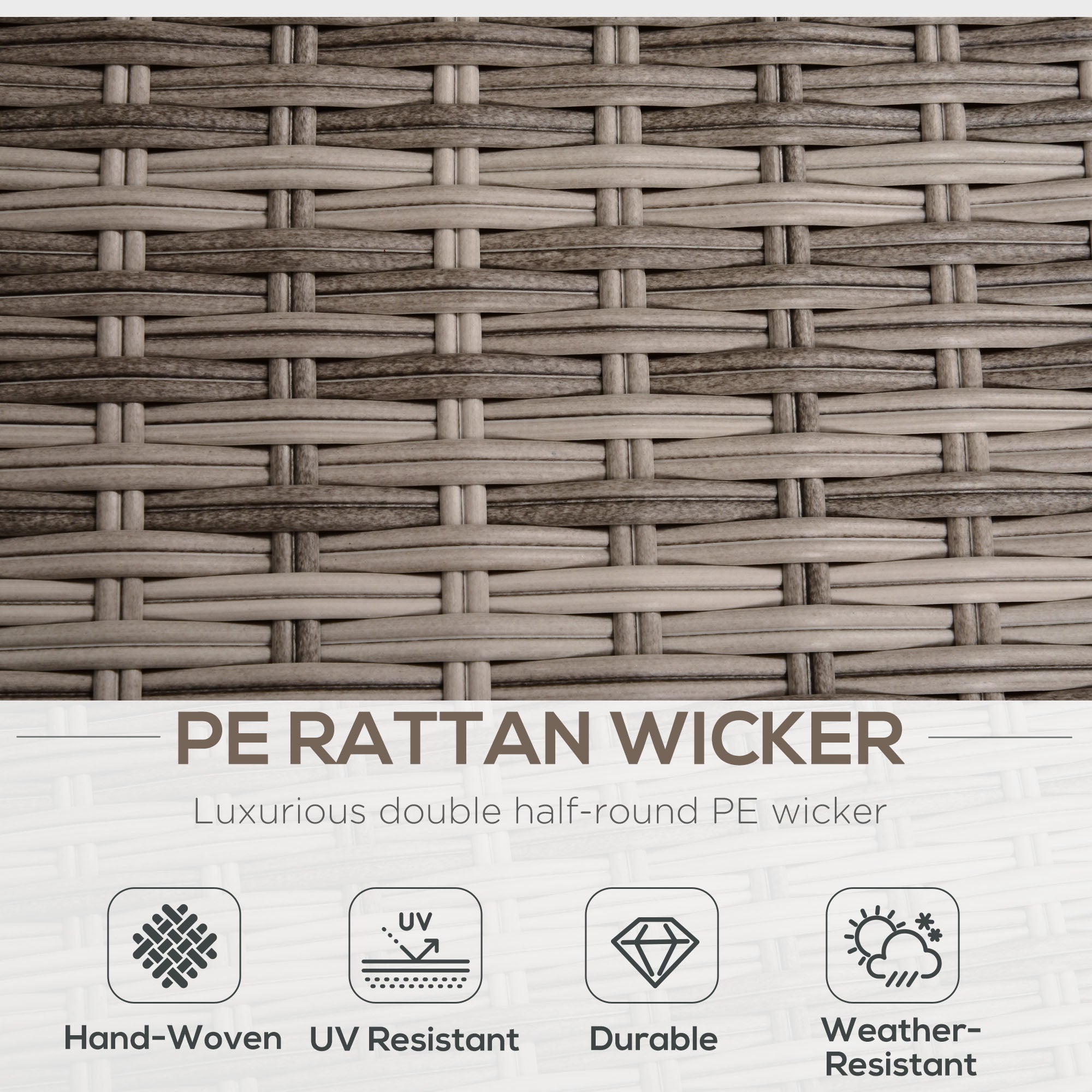 Outsunny 8 Pieces PE Rattan Sofa Set with Cushions, Garden Corner Sofa with 4 Seater Sofa, 2 Footstools and 2 Coffee Table Set, Space-saving Design, No Assembly Required, Grey - North Peak Garden Furniture