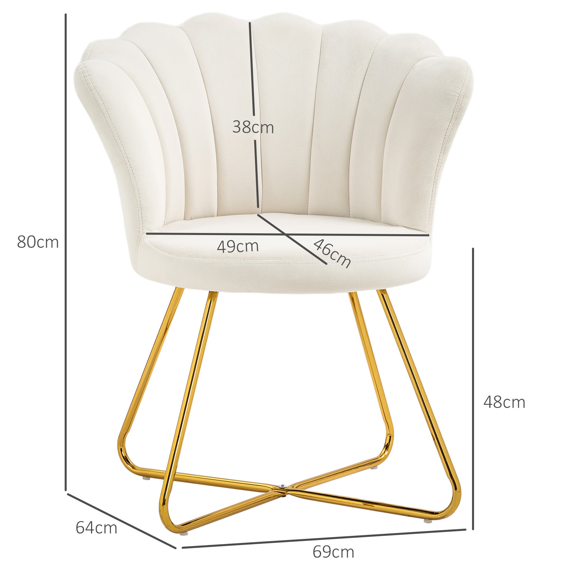 HOMCOM Velvet-Feel Lotus Petal Accent Chair - Cream - North Peak Garden Furniture
