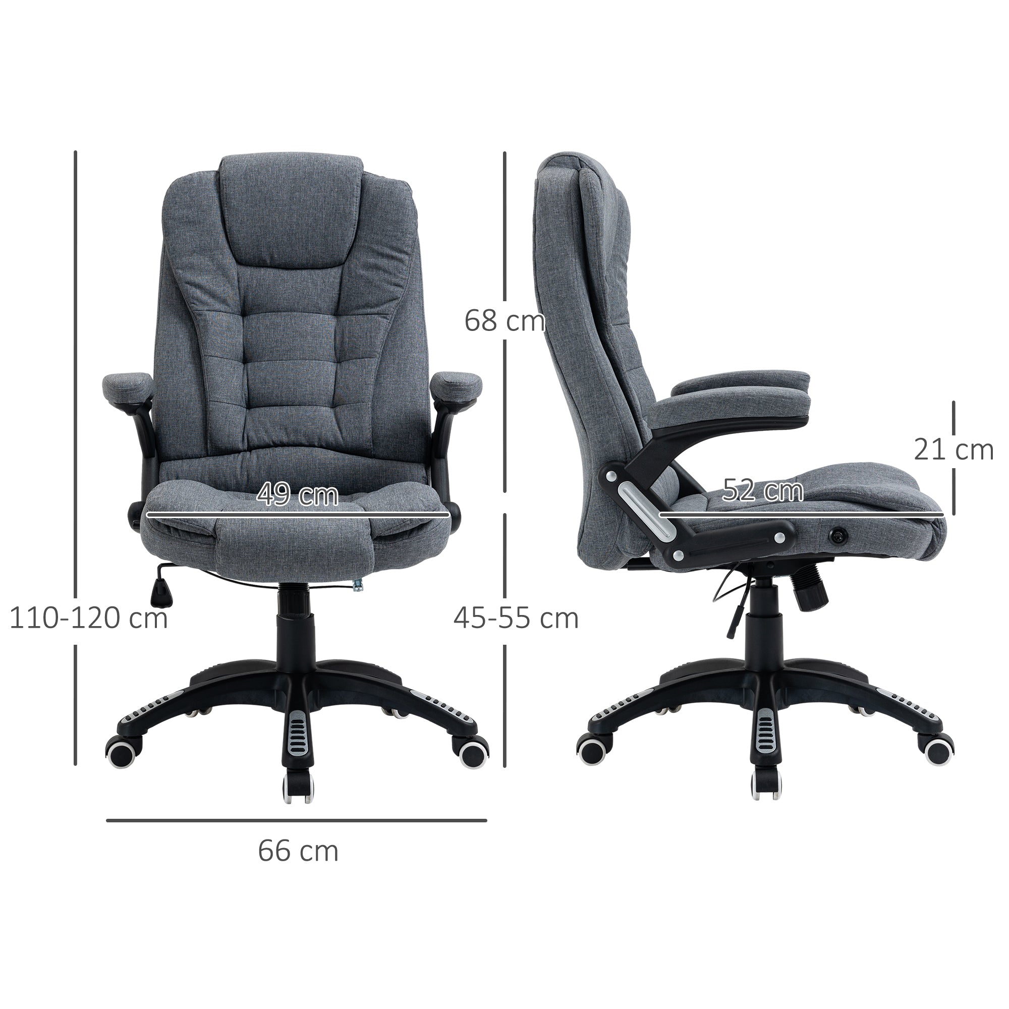 Vinsetto Ergonomic Office Chair Comfortable Desk Chair with Armrests Adjustable Height Reclining and Tilt Function Dark Grey - North Peak Garden Furniture