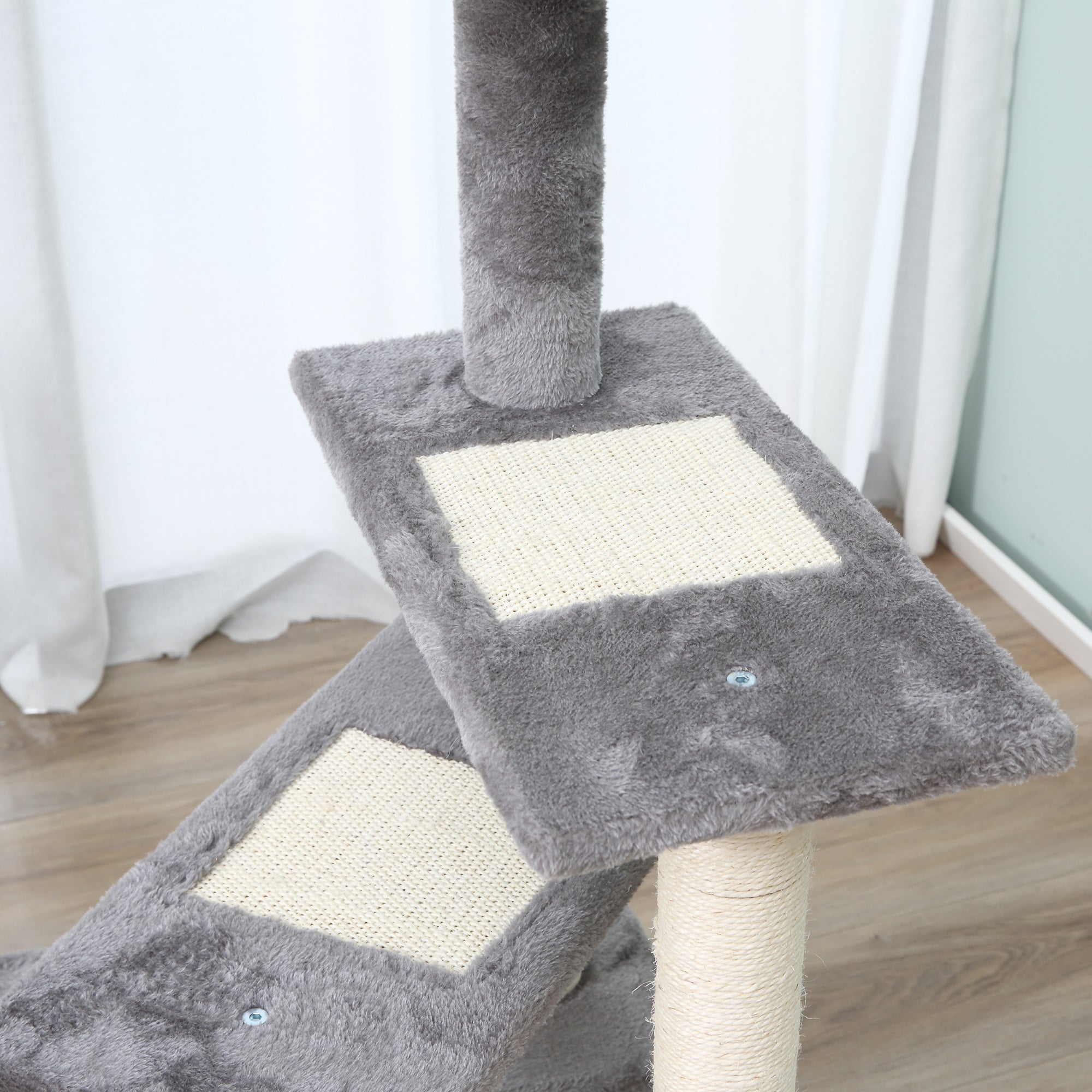 PawHut 100 cm Cat Tree for Indoor Cats Kitten Scratch Scratching Post Climbing Tower Activity Centre Grey