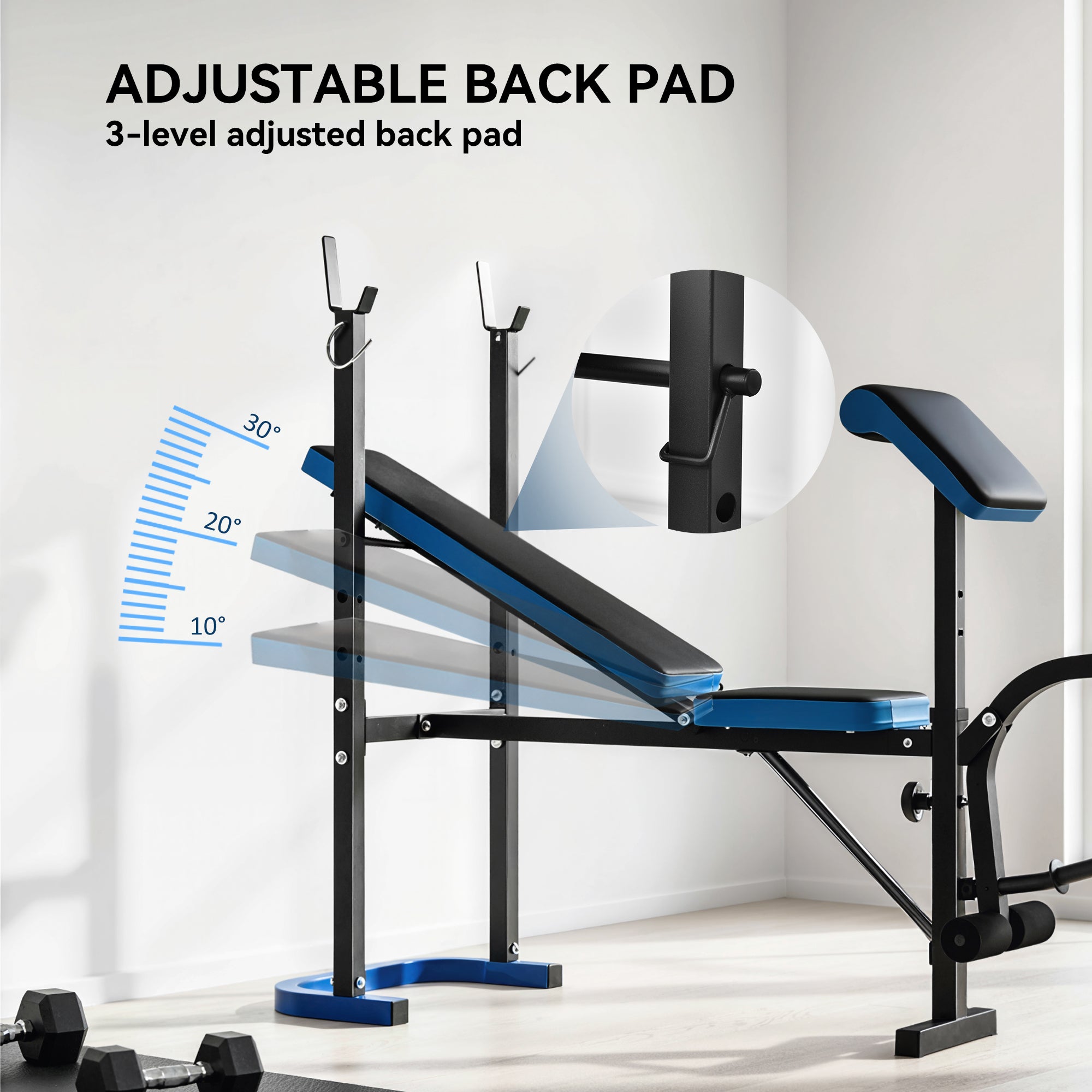 HOMCOM Adjustable Weight Bench with Leg Developer Barbell Rack for Lifting and Strength Training Multifunctional Workout Station for Home Gym Fitness, Black