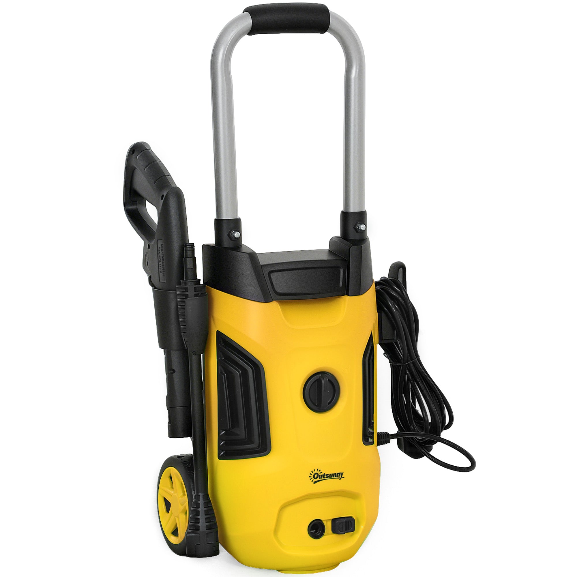 Outsunny 1800W High Pressure Washer, 150 Bar Pressure, 420 L/h Flow, Portable Power Washer Jet Wash Cleaner with Adjustable Nozzle, 6M Hose, Steel Handle for Home Patio Car Driveway, Yellow - North Peak Garden Furniture