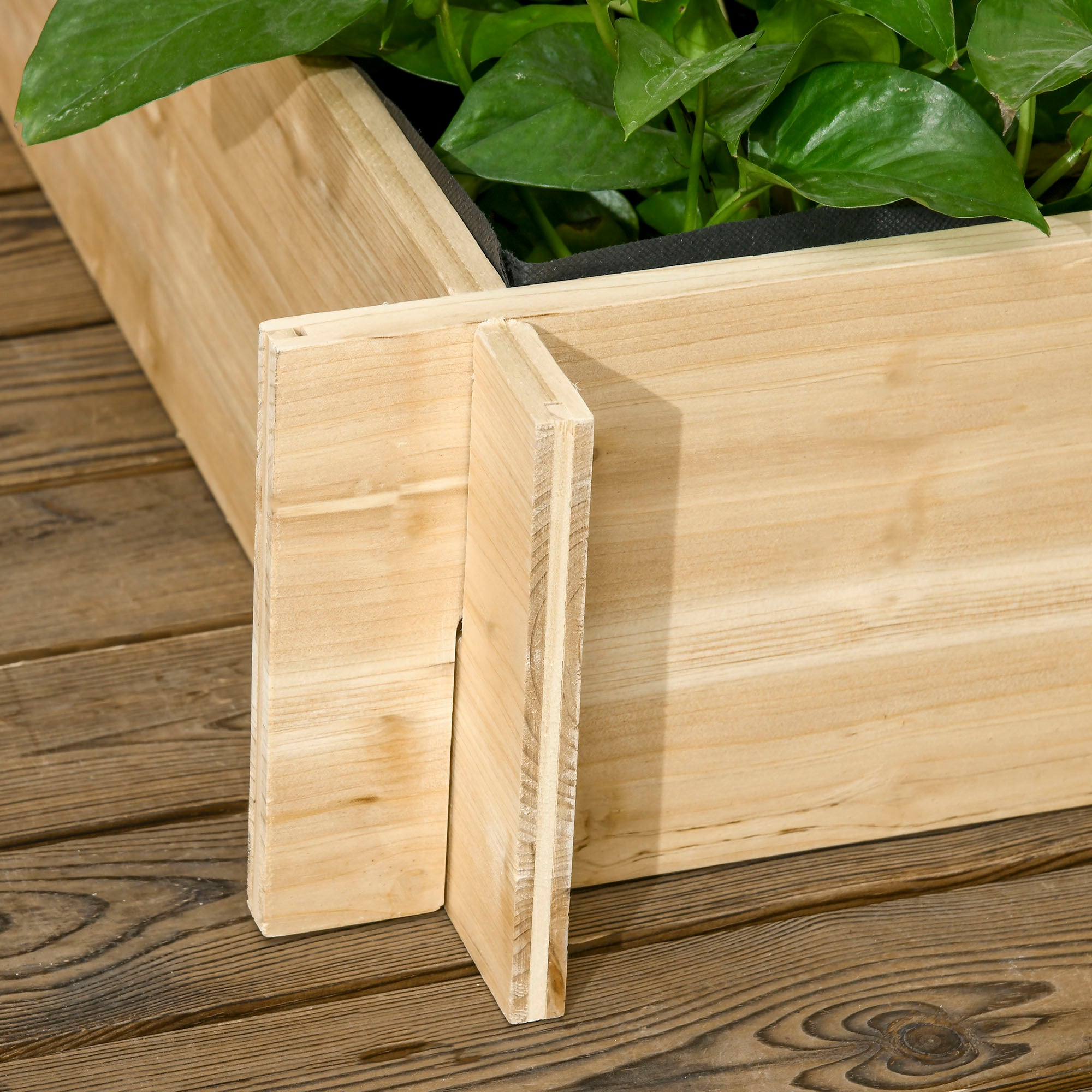 Outsunny 3 Tier Garden Planters with Trellis for Vine Climbing, Wooden Raised Beds, 95x95x110cm, Natural Tone - North Peak Garden Furniture