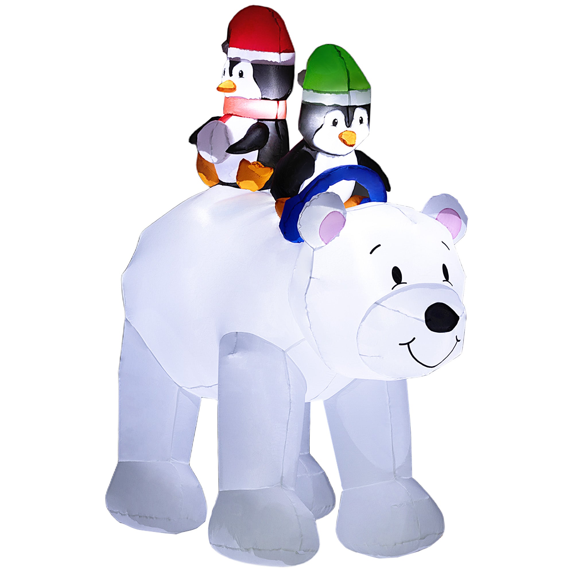 Outsunny 6.4ft Inflatable Polar Bear and Penguin Christmas Inflatable