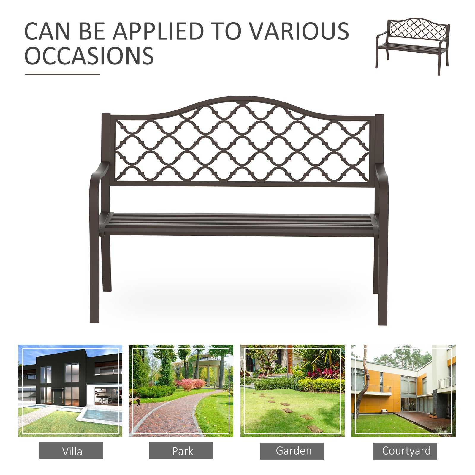 Outsunny Antique Style Outdoor Cast Iron Front Porch Bench Path Chair Seat Outdoor - North Peak Garden Furniture