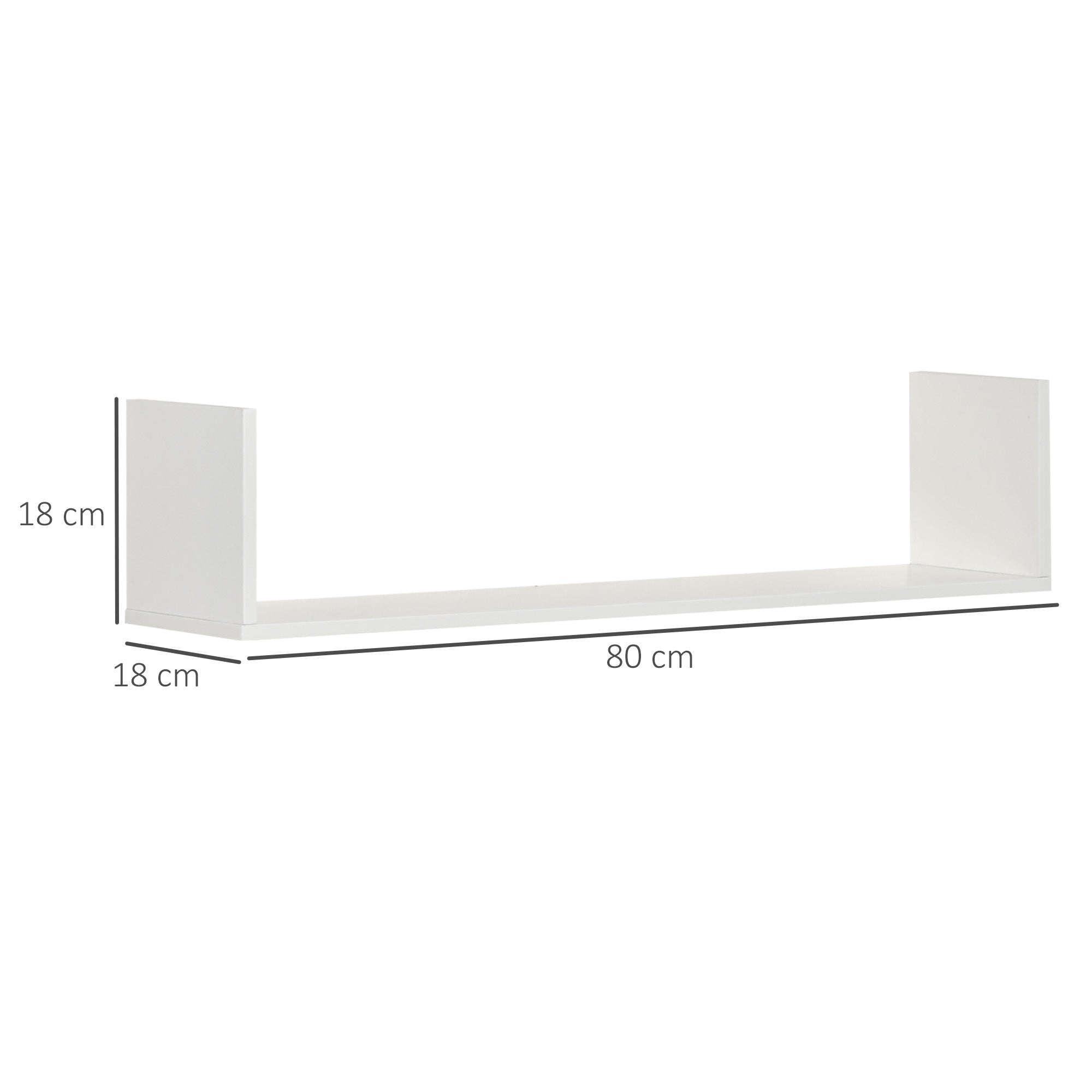 HOMCOM Set of 3 Wooden U-Shaped Floating Shelves Set Wall Mounted Hanging Bookshelf CD DVD Storage Display for Bedroom Living Room Kitchen, White - North Peak Garden Furniture