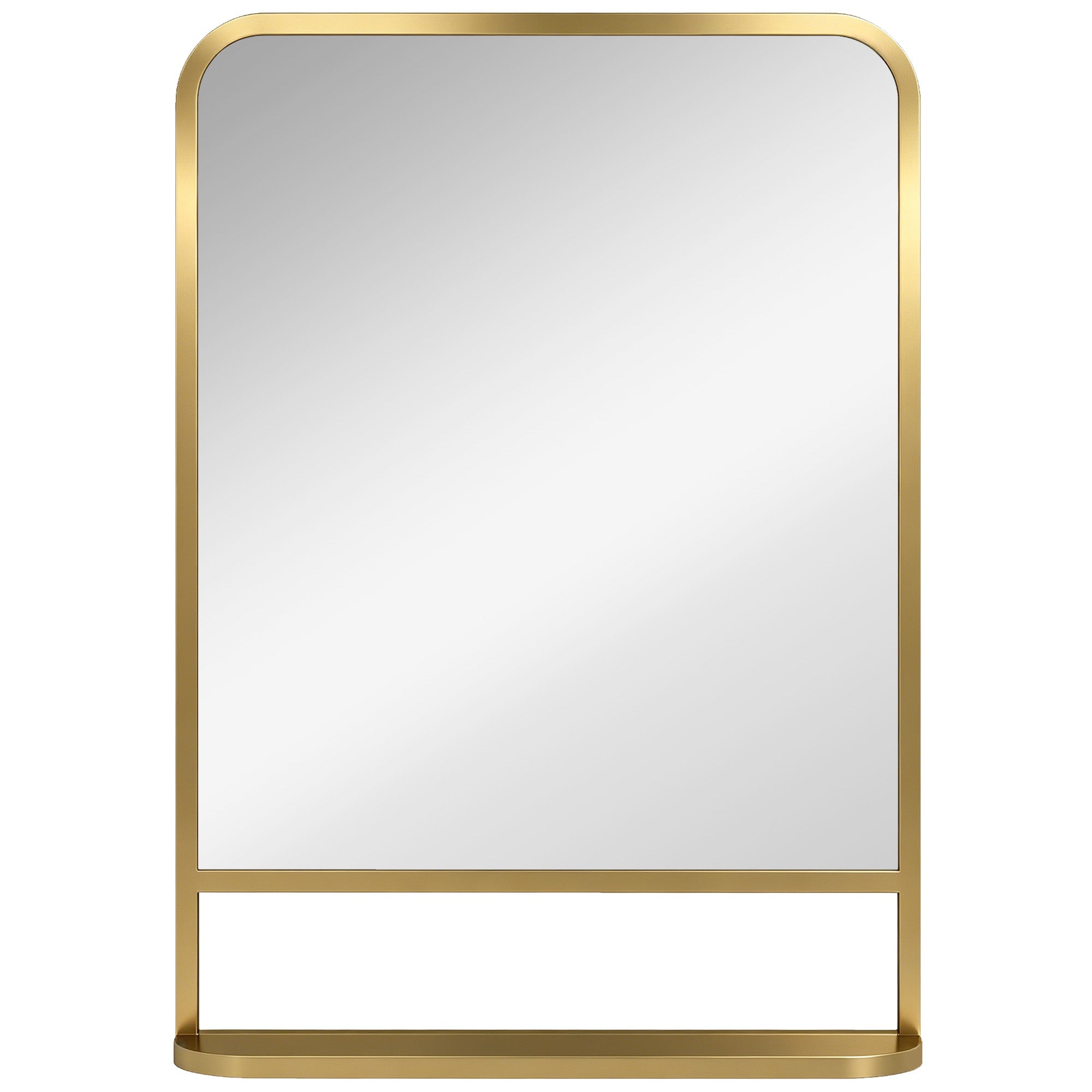 HOMCOM Modern Rectangular Wall Mirror with Storage Shelf, 70 x 50 cm, Gold Tone