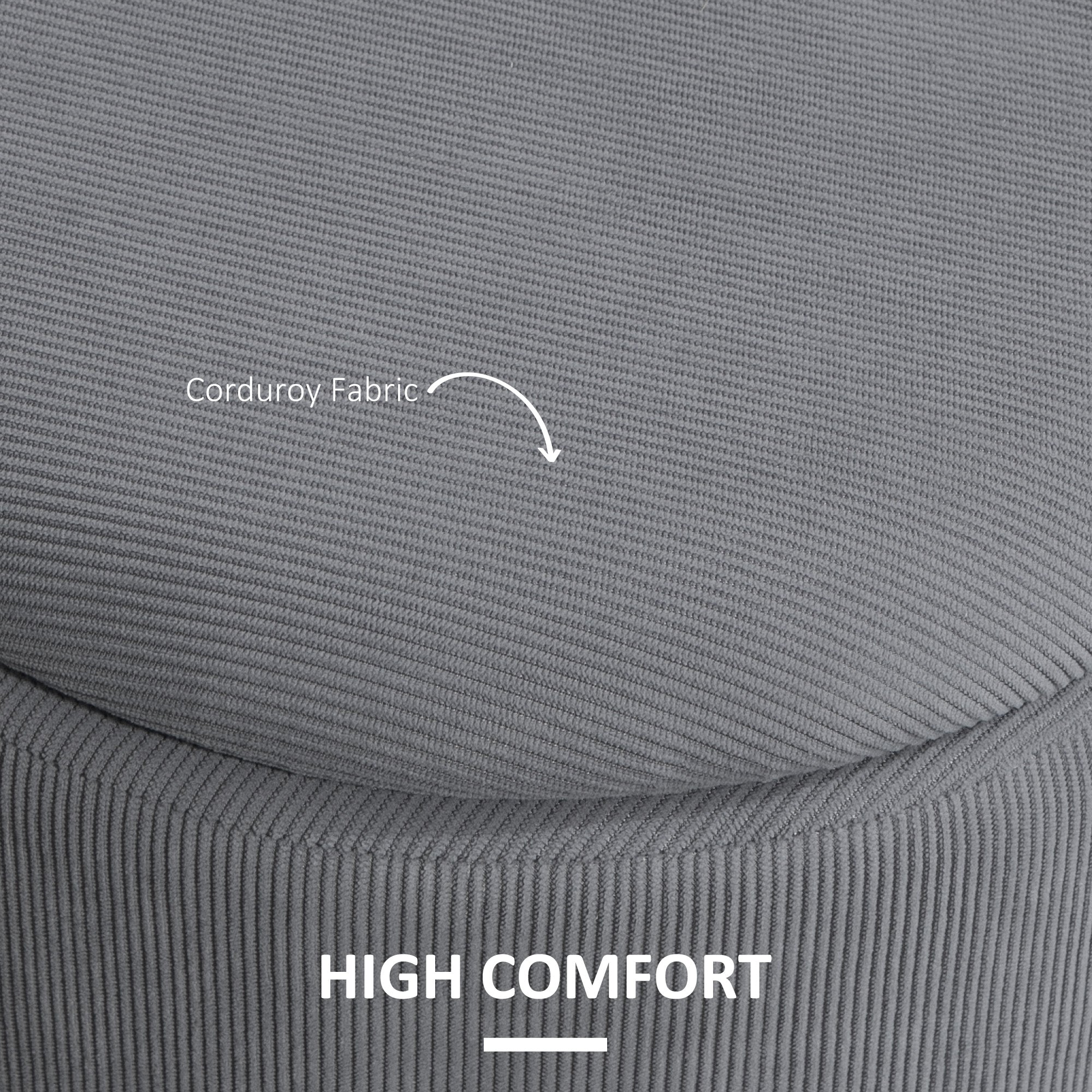 HOMCOM Set of Two Corduroy Storage Ottomans - Grey - North Peak Garden Furniture