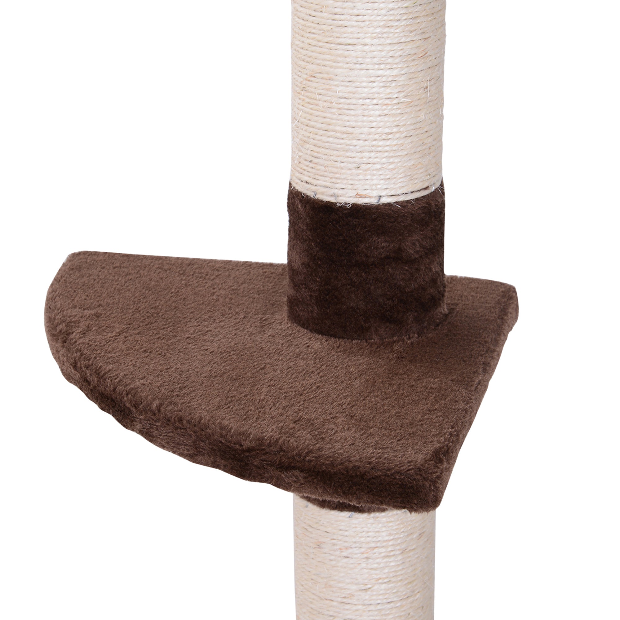 PawHut Floor to Ceiling Cat Tree for Indoor Cats 5-Tier Kitty Tower Climbing Activity Center Scratching Post Adjustable Height 230-260 cm Brown - North Peak Garden Furniture