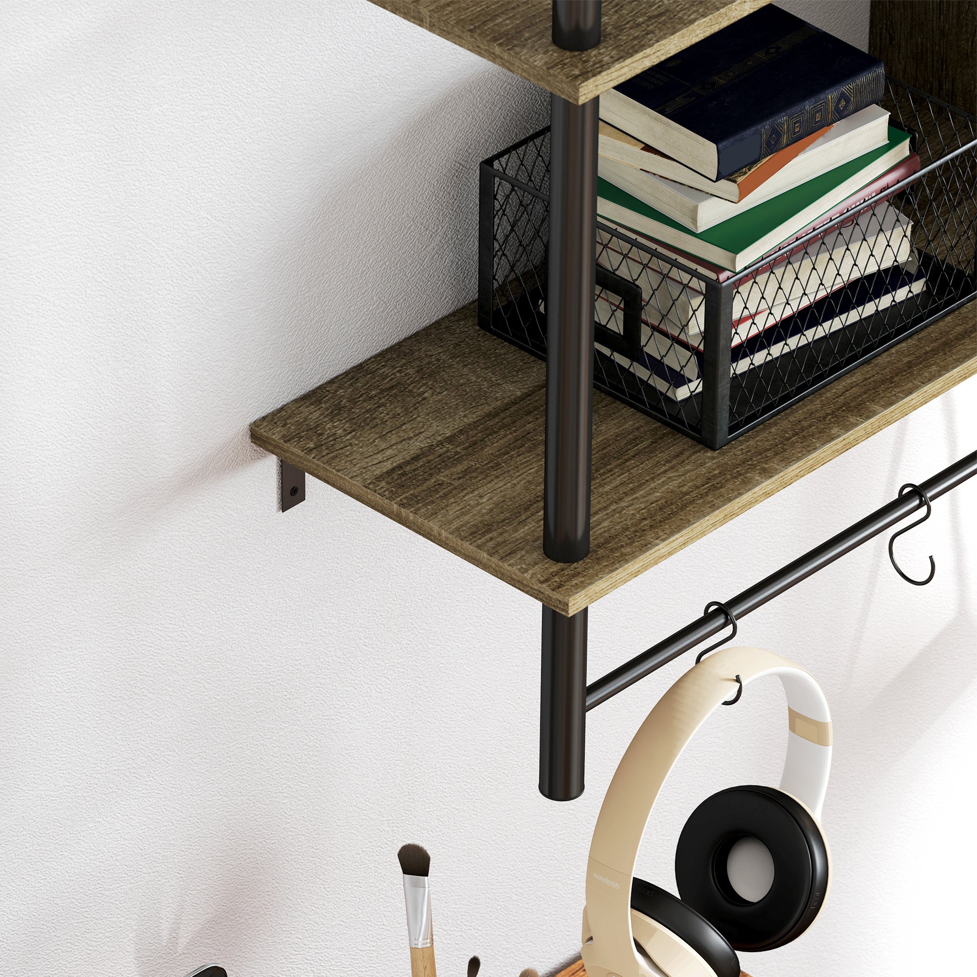 HOMCOM Three-Tier Floating Shelf - Grey Wood Effect - North Peak Garden Furniture