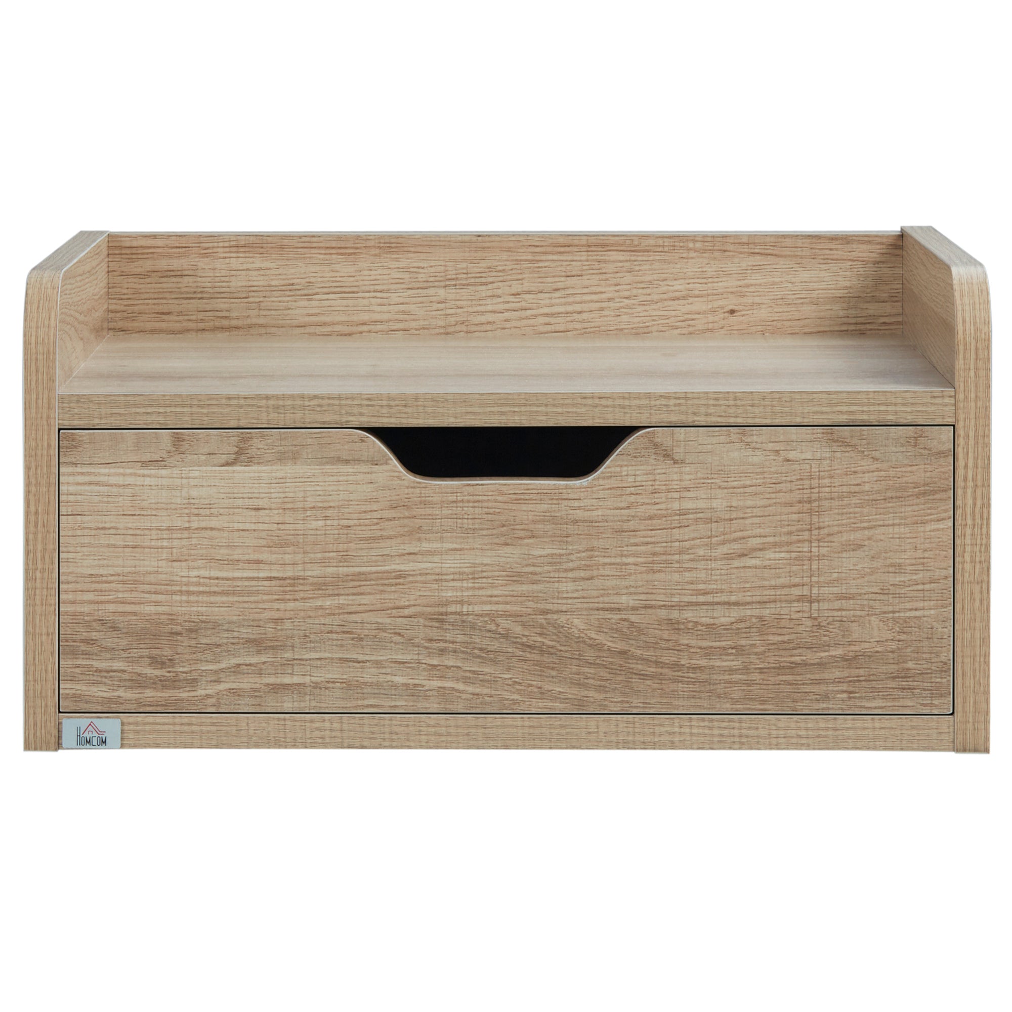 HOMCOM Floating Nightstand Set of 2 Wall Mounted Bedside Table with Storage Drawer for Bedroom, Natural - North Peak Garden Furniture