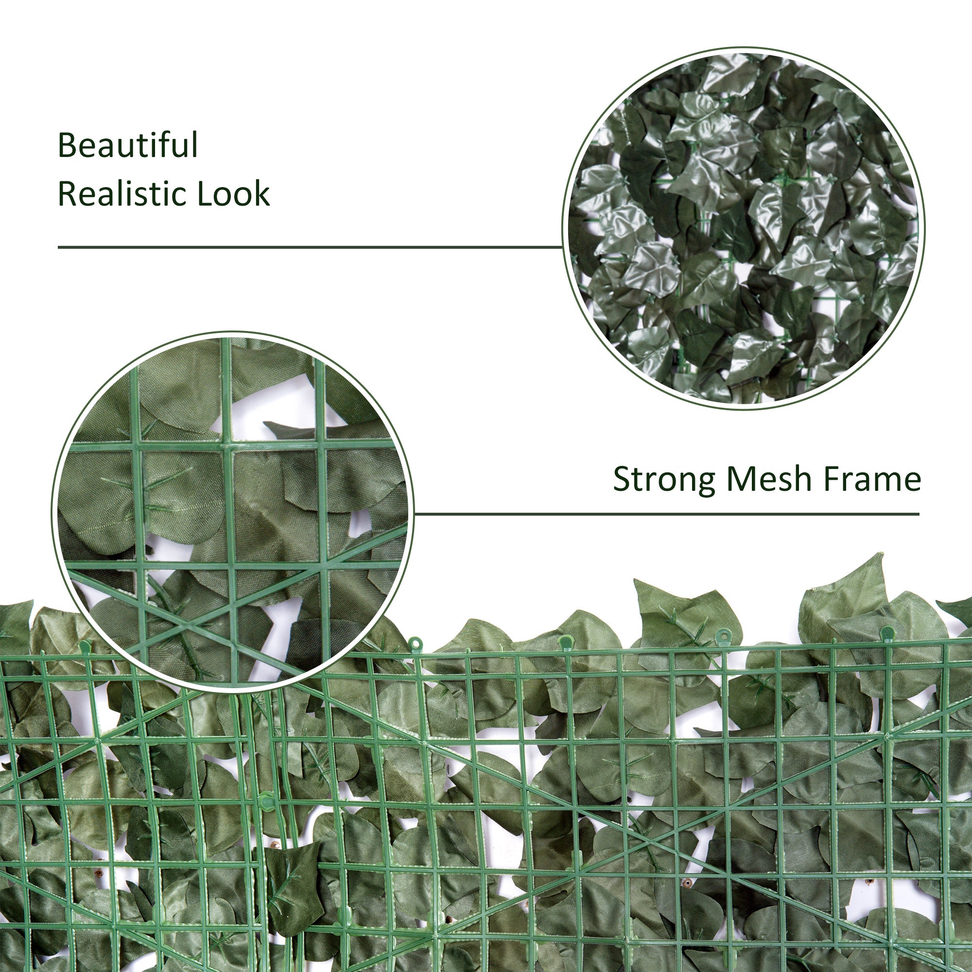 Outsunny Set of Two Artificial Leaf Hedge Screen Privacy Fence Panel for Garden Outdoor Indoor Decor, Dark Green, 3 x 1.5 m - North Peak Garden Furniture