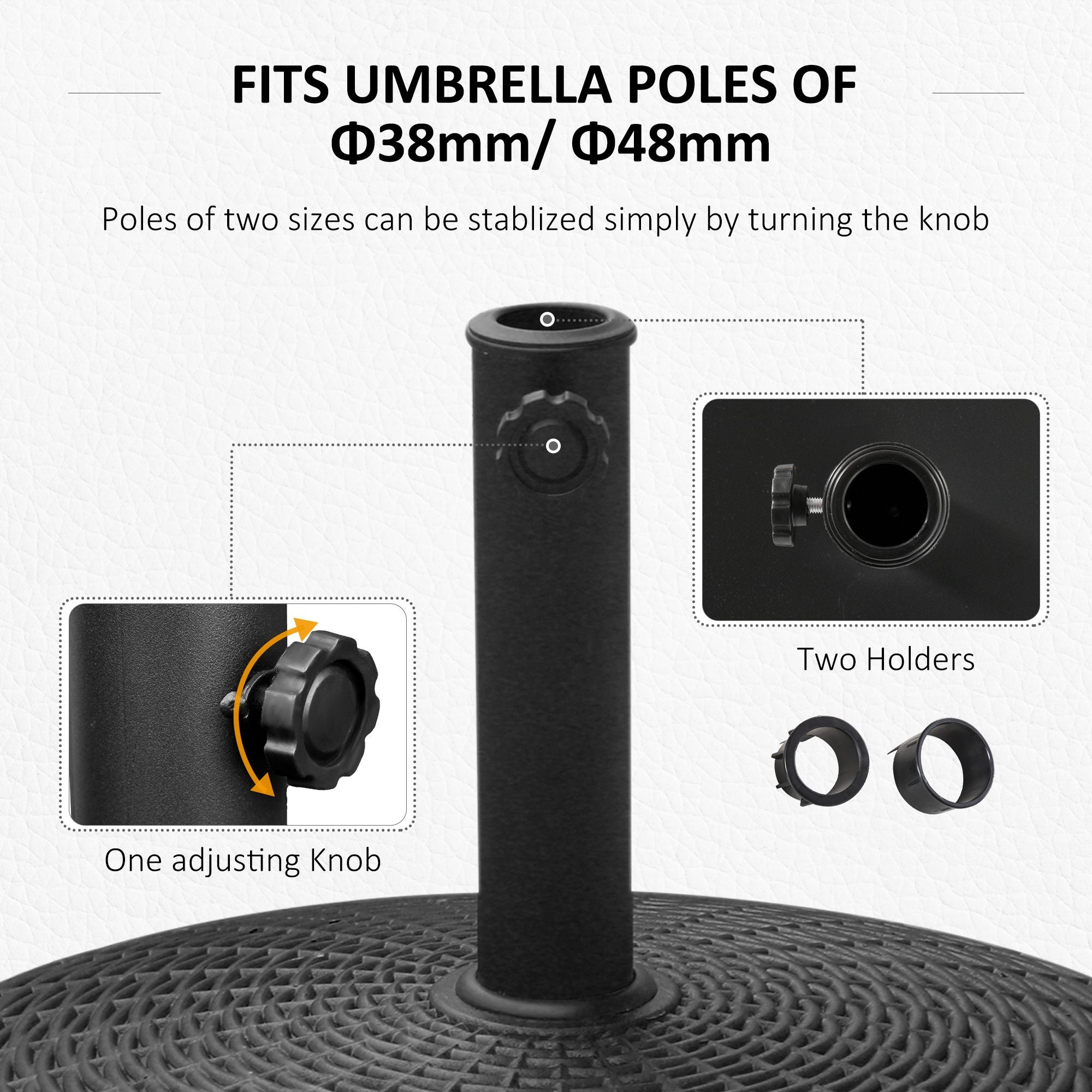 Outsunny 22.7kg Resin Patio Parasol Base Umbrella Stand Weight Deck Garden Sunshade Holder Round w/ Wheels Brakes Outdoor - North Peak Garden Furniture