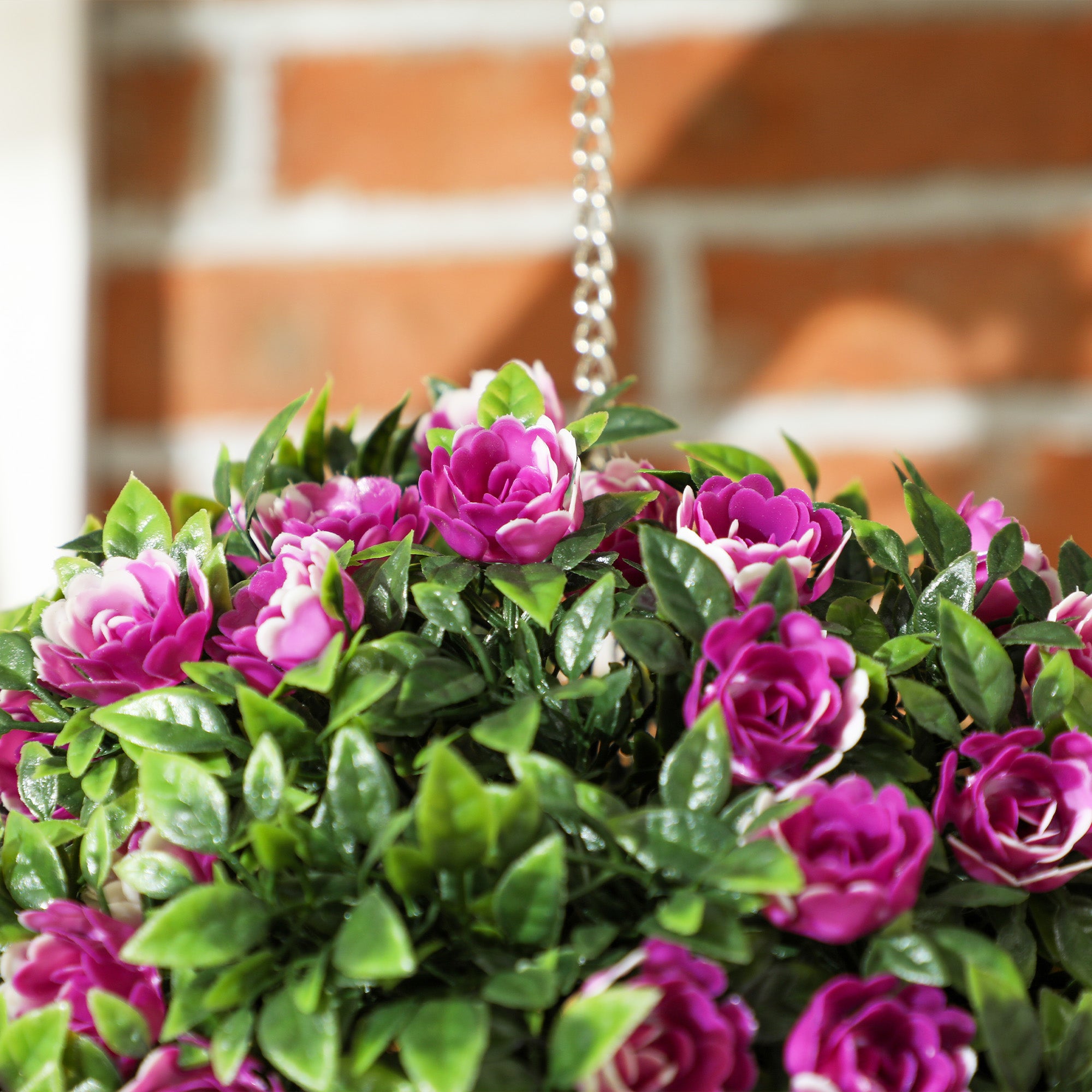 HOMCOM Set of 2 Decorative Artificial Plants, UV-protected Artificial Plant Topiary Rose Balls, Fake Plants for Home Indoor outdoor Decor, 28cm, Purple - North Peak Garden Furniture