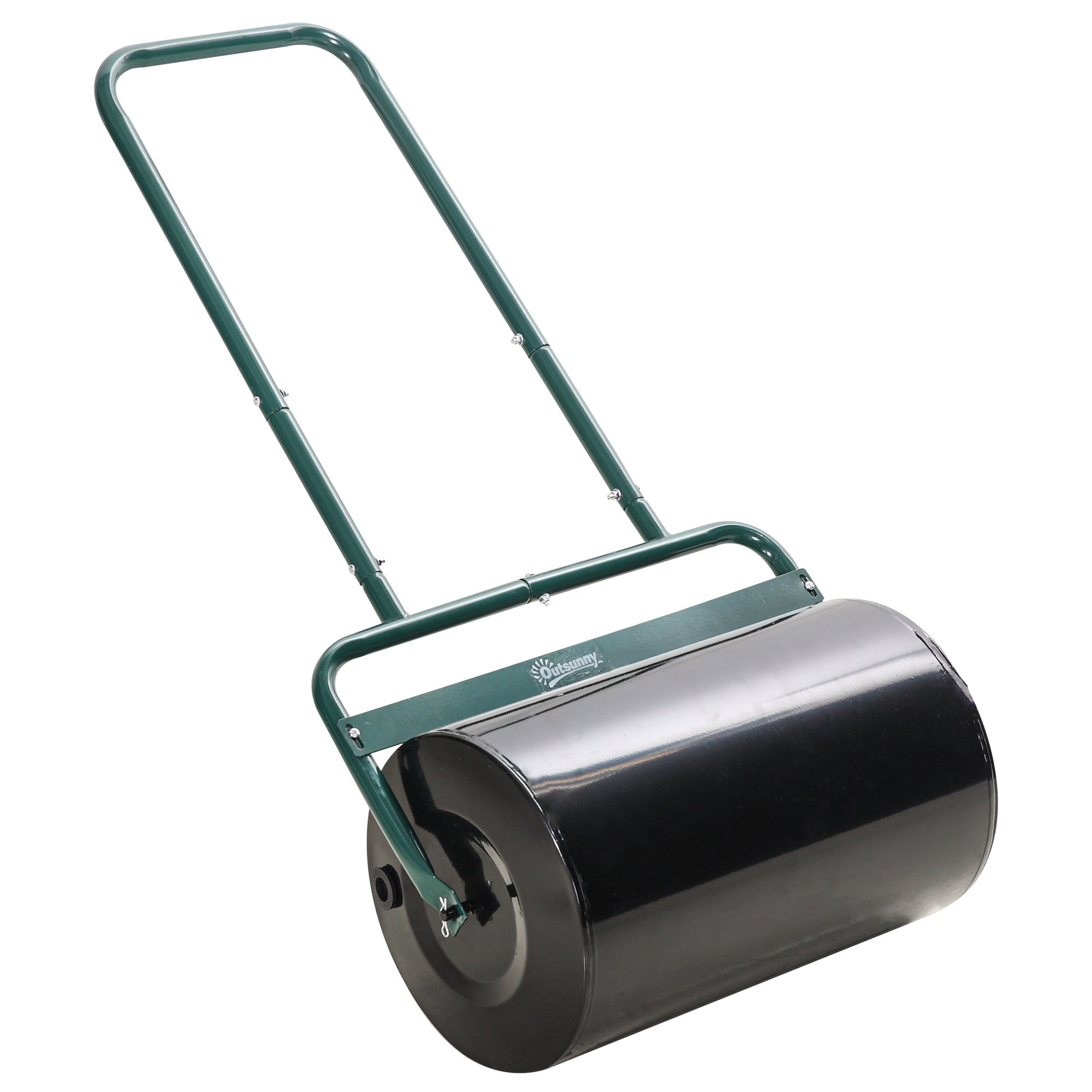 Outsunny 38L Fillable Cylinder Steel Lawn Roller - Dark Green - North Peak Garden Furniture
