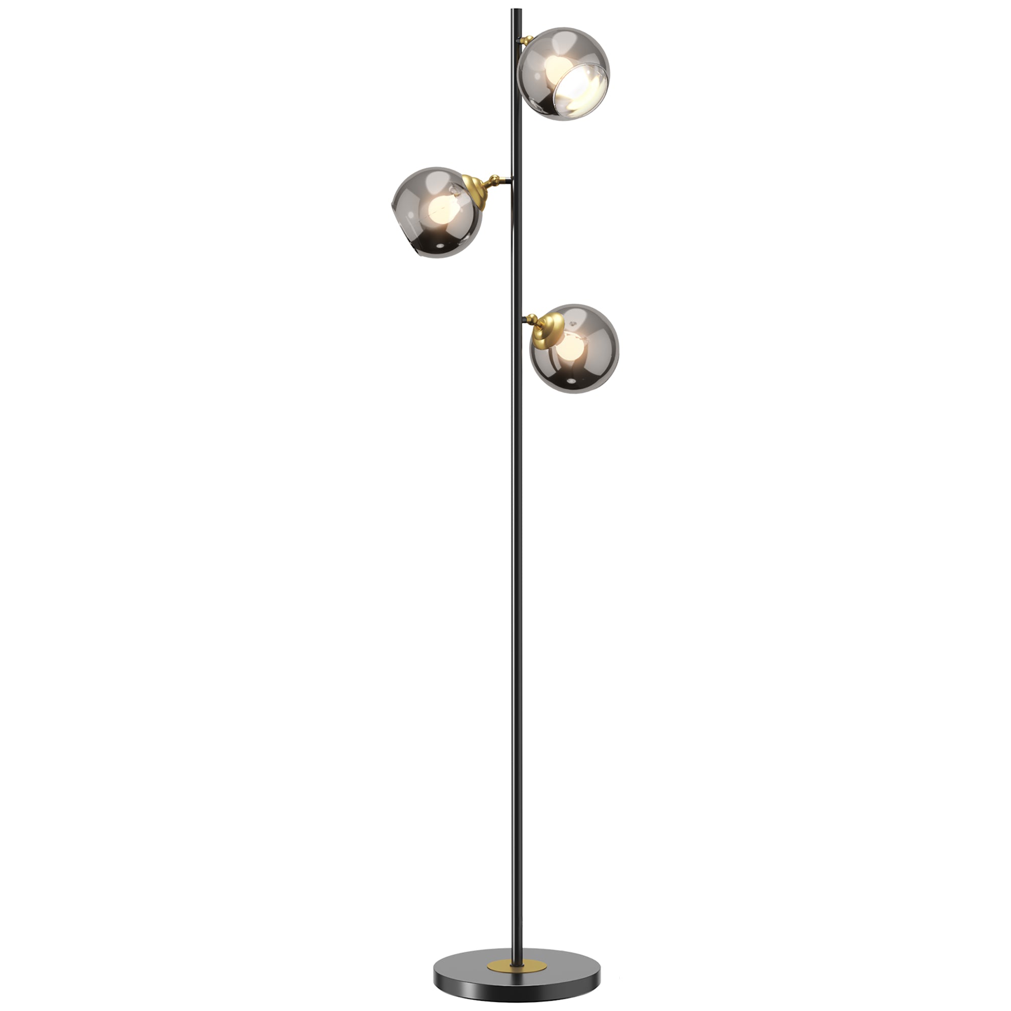 HOMCOM Tree Floor Lamp for Living Room Bedroom with 3 Light, Modern Standing Lamp, (Bulb not Included), 162cm, Grey - North Peak Garden Furniture