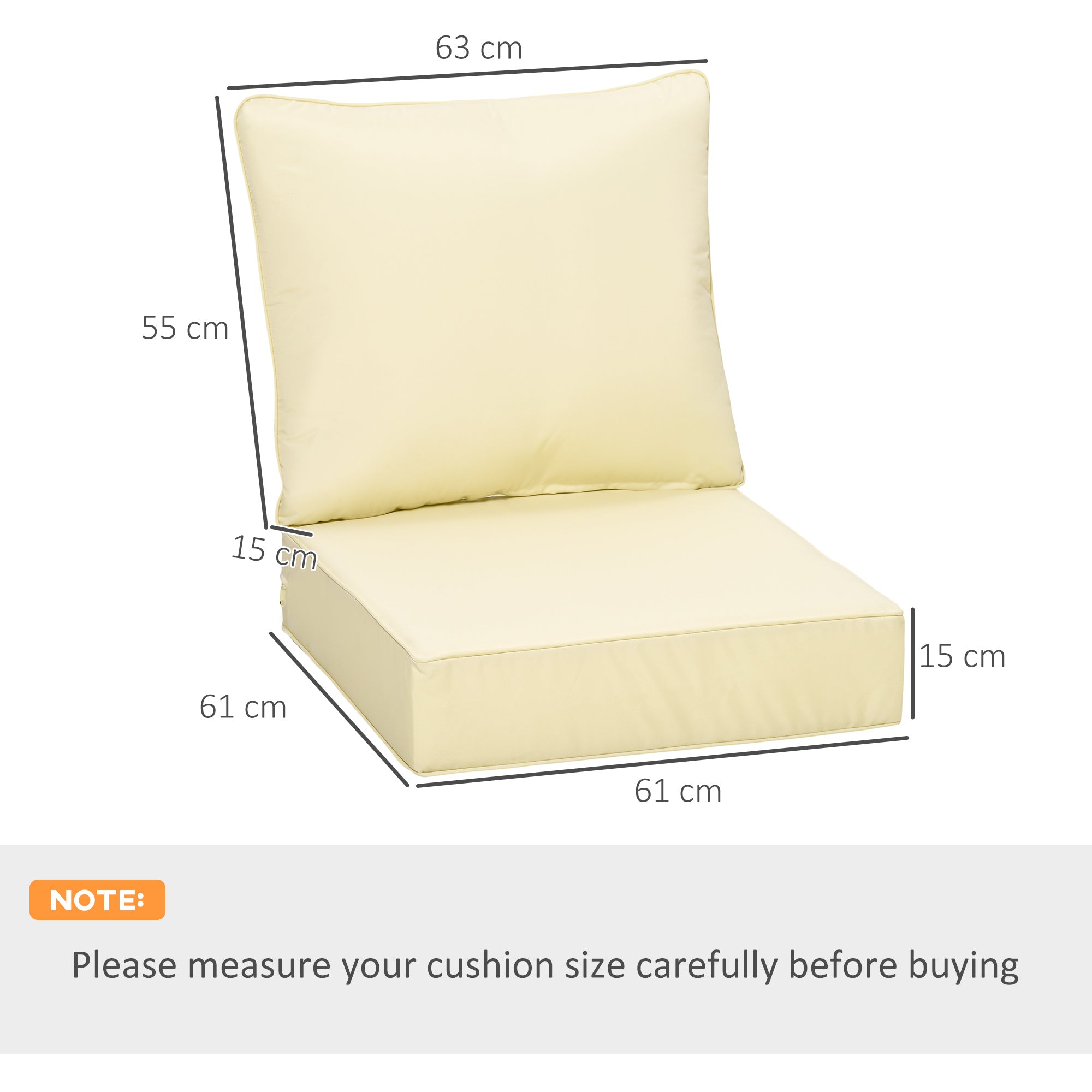 Outsunny Outdoor Seat and Back Cushion Set Patio Deep Seating Chair Replacement Cushion - North Peak Garden Furniture