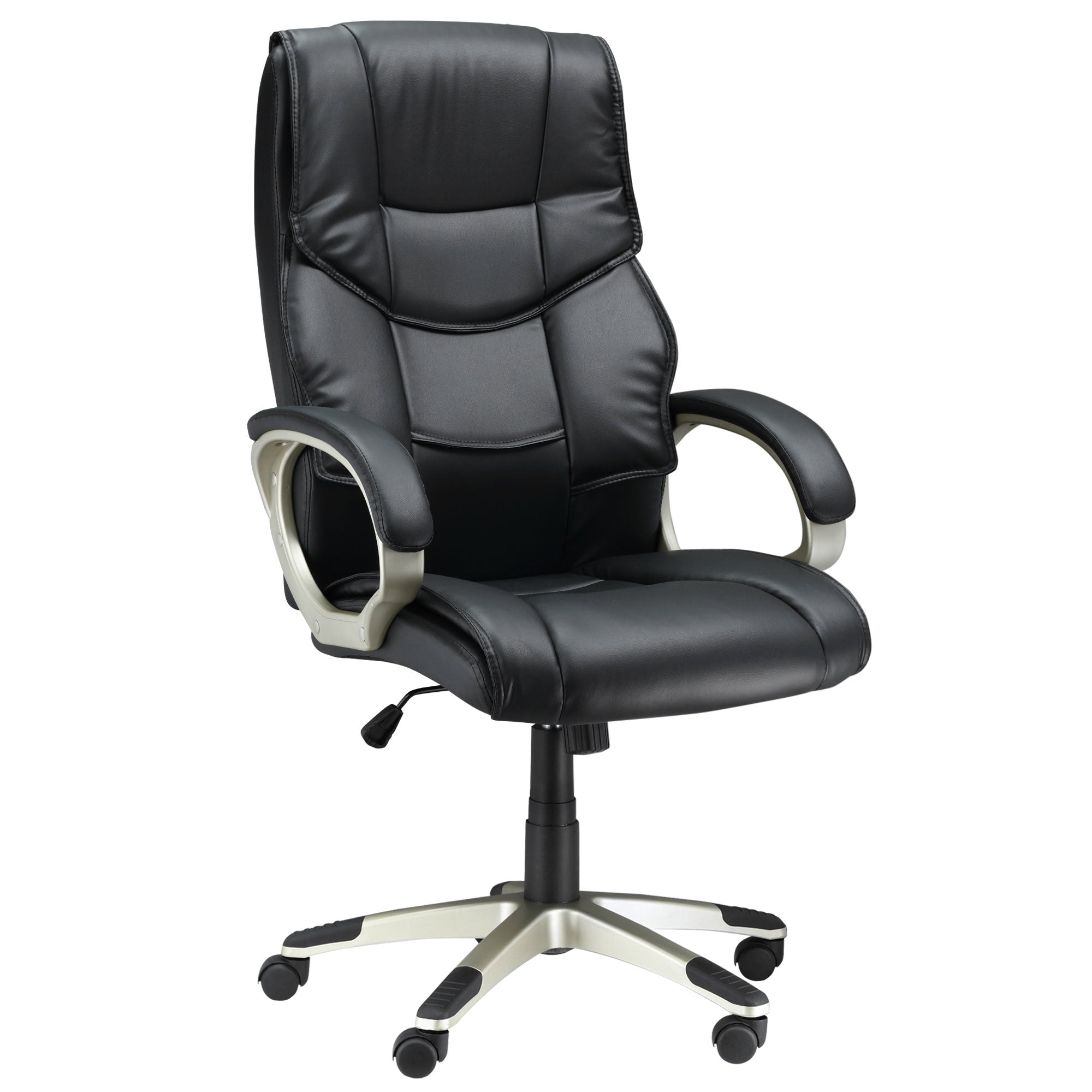HOMCOM Home Office Chair High Back Computer Desk Chair with Faux Leather Adjustable Height Rocking Function Black - North Peak Garden Furniture