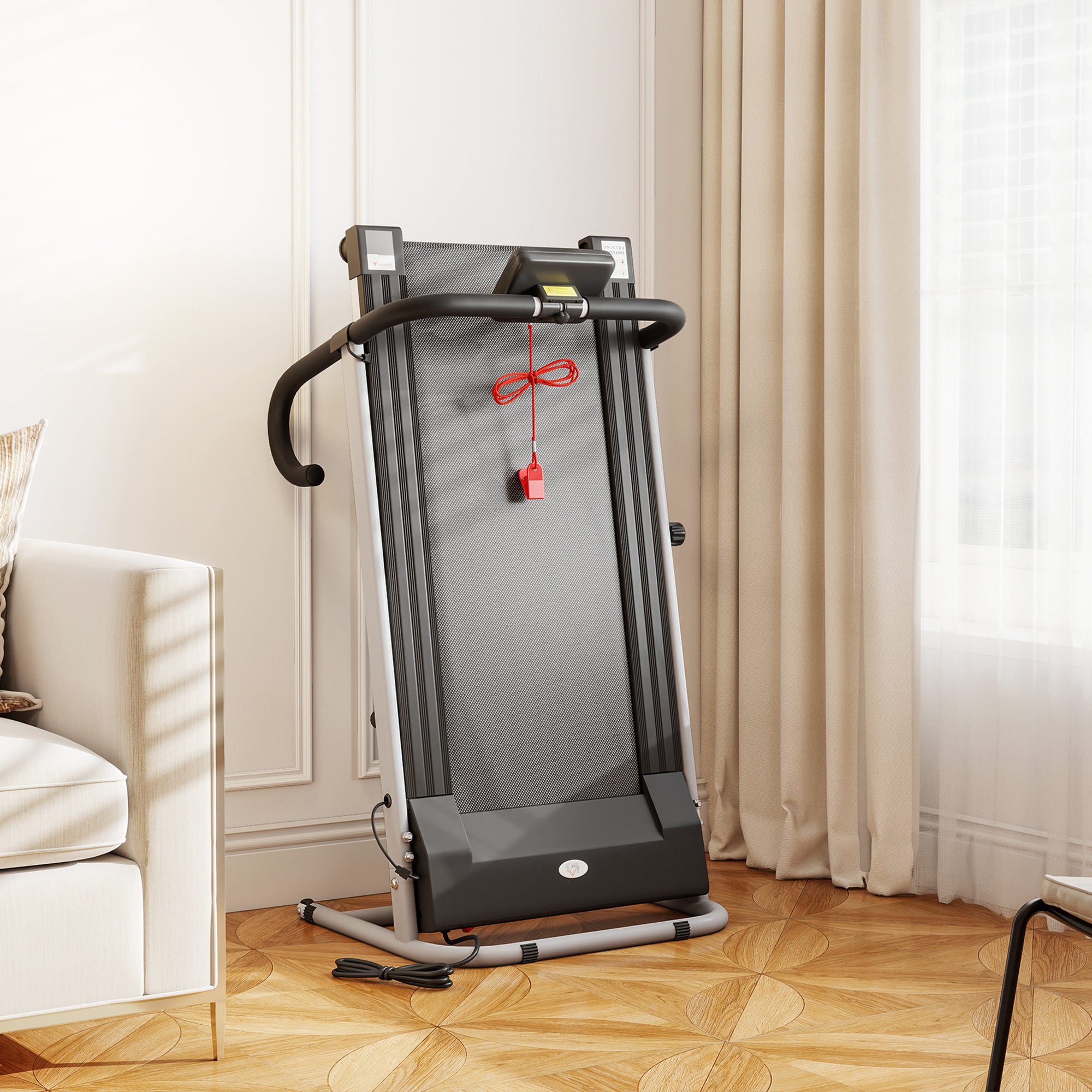 HOMCOM 1.25HP Motorised Electric Treadmill, 10km/h Folding Running Machine, Gym Fitness Exercise with LCD Monitor, Grey