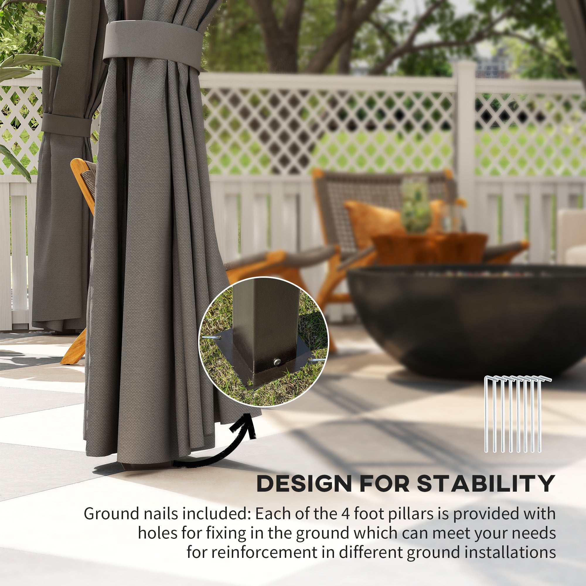 Outsunny 3 x 3.6m Hardtop Gazebo Canopy with Polycarbonate Roof Garden Pavilion with Removable Curtains and Steel Frame, Dark Grey - North Peak Garden Furniture