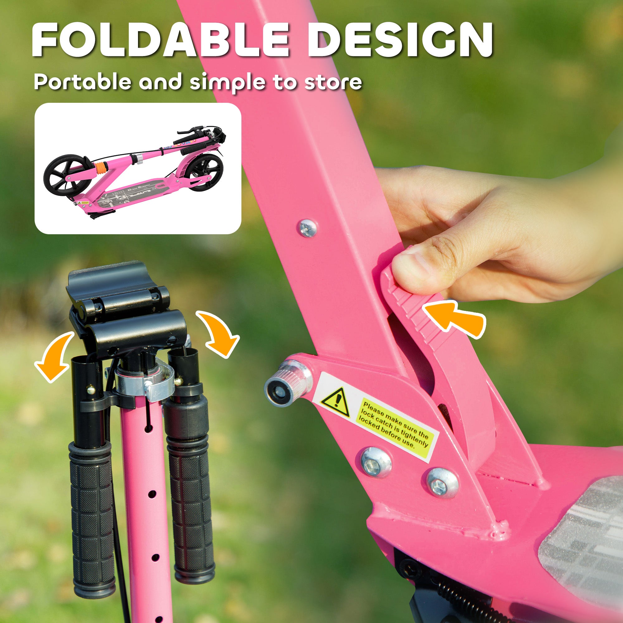 AIYAPLAY Kids Scooter with Four-Level Adjustable Handlebar, Dual Brake System, 200mm Wheels, ABEC-7 Bearings, Pink - North Peak Garden Furniture