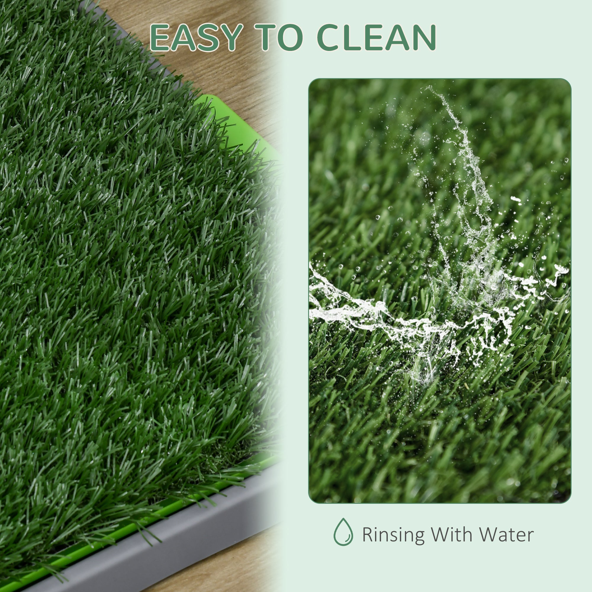 PawHut Artificial Grass Dog Toilet with Tray for Potty Training Indoor Outdoor, 2 Packs, 67 x 41cm - North Peak Garden Furniture