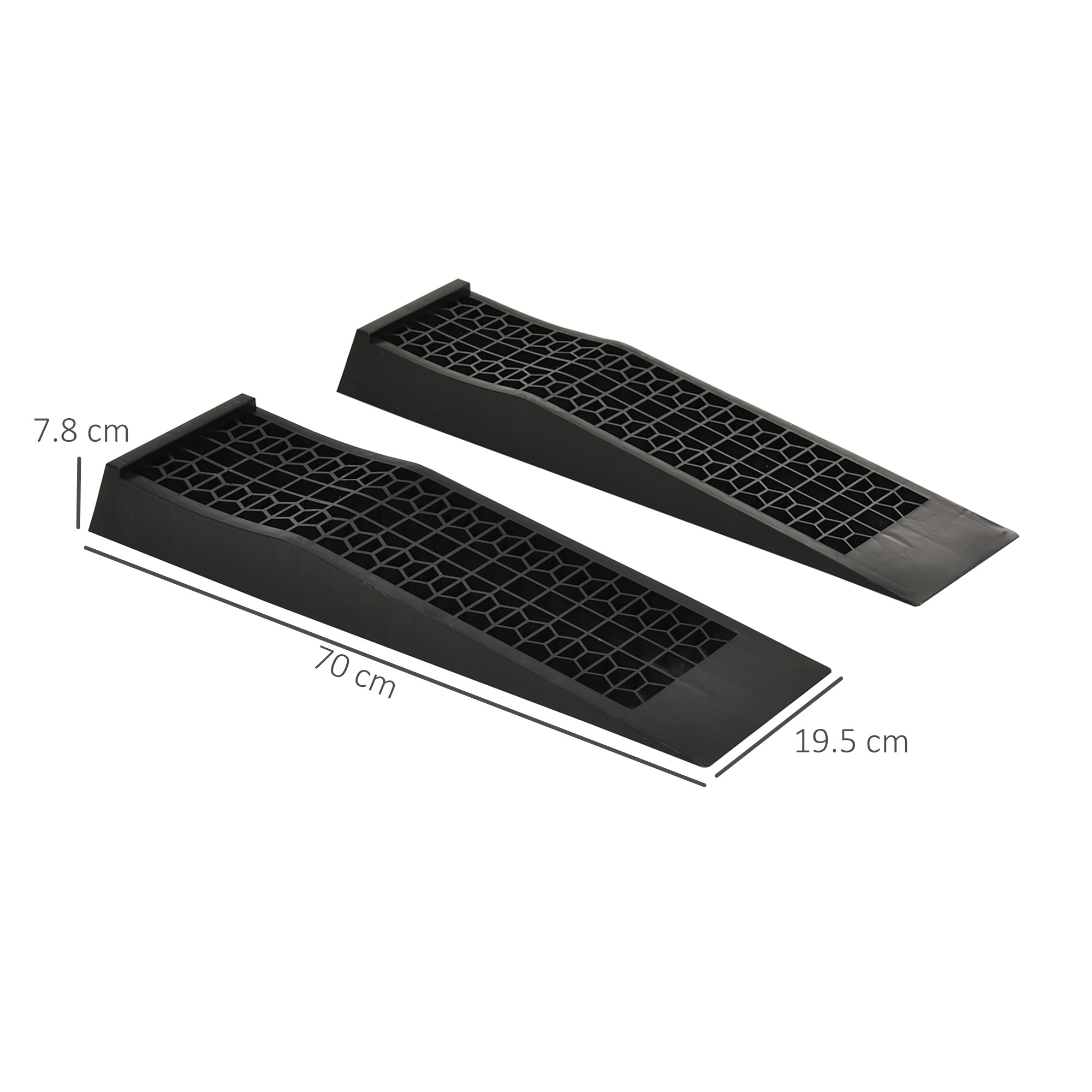 HOMCOM Pair of 2 Low Entrance Plastic Curb Ramps Anti-Slip Surface 3 Ton Capacity Garage Workshop Cars SUVs Small Vans - North Peak Garden Furniture