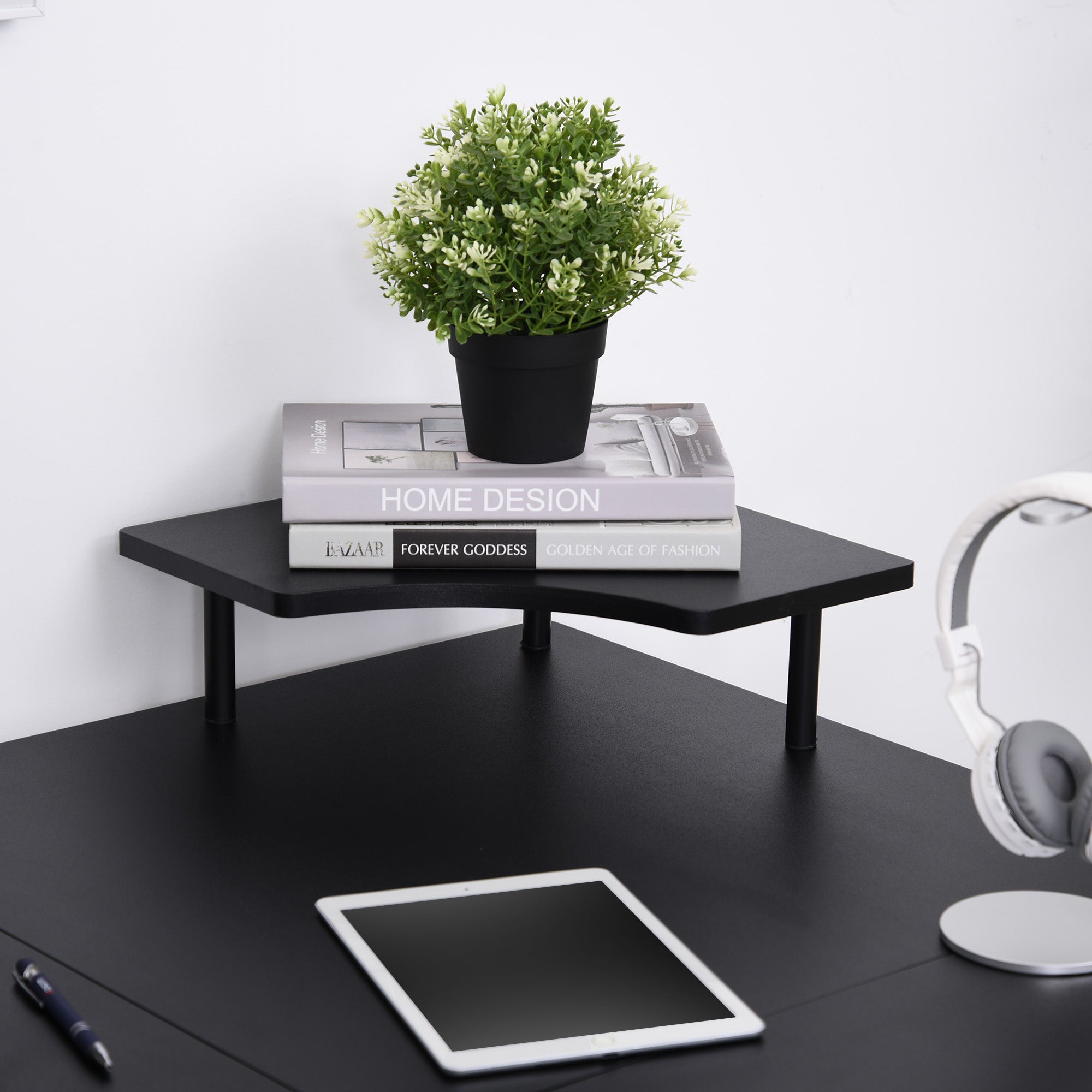 HOMCOM L-Shaped Corner Desk, Gaming Desk with CPU Rack, Keyboard Tray, Space-Saving Computer Desk with Steel Frame for Home Office,165 x 145 x 86.5cm, Black - North Peak Garden Furniture