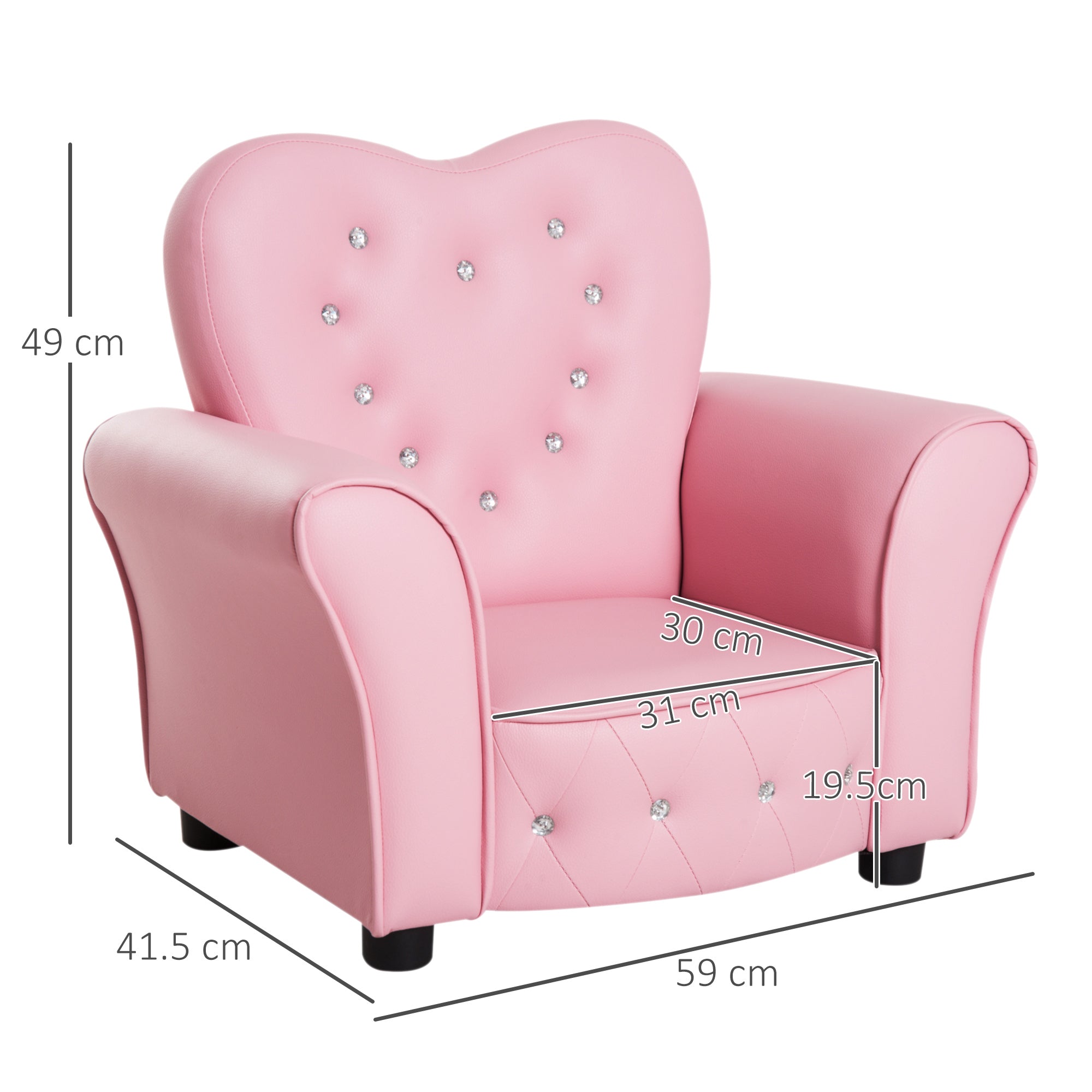 HOMCOM Kids Armchair Toddler Chair Seating Relax Playroom Seater Girl Princess Pink - North Peak Garden Furniture