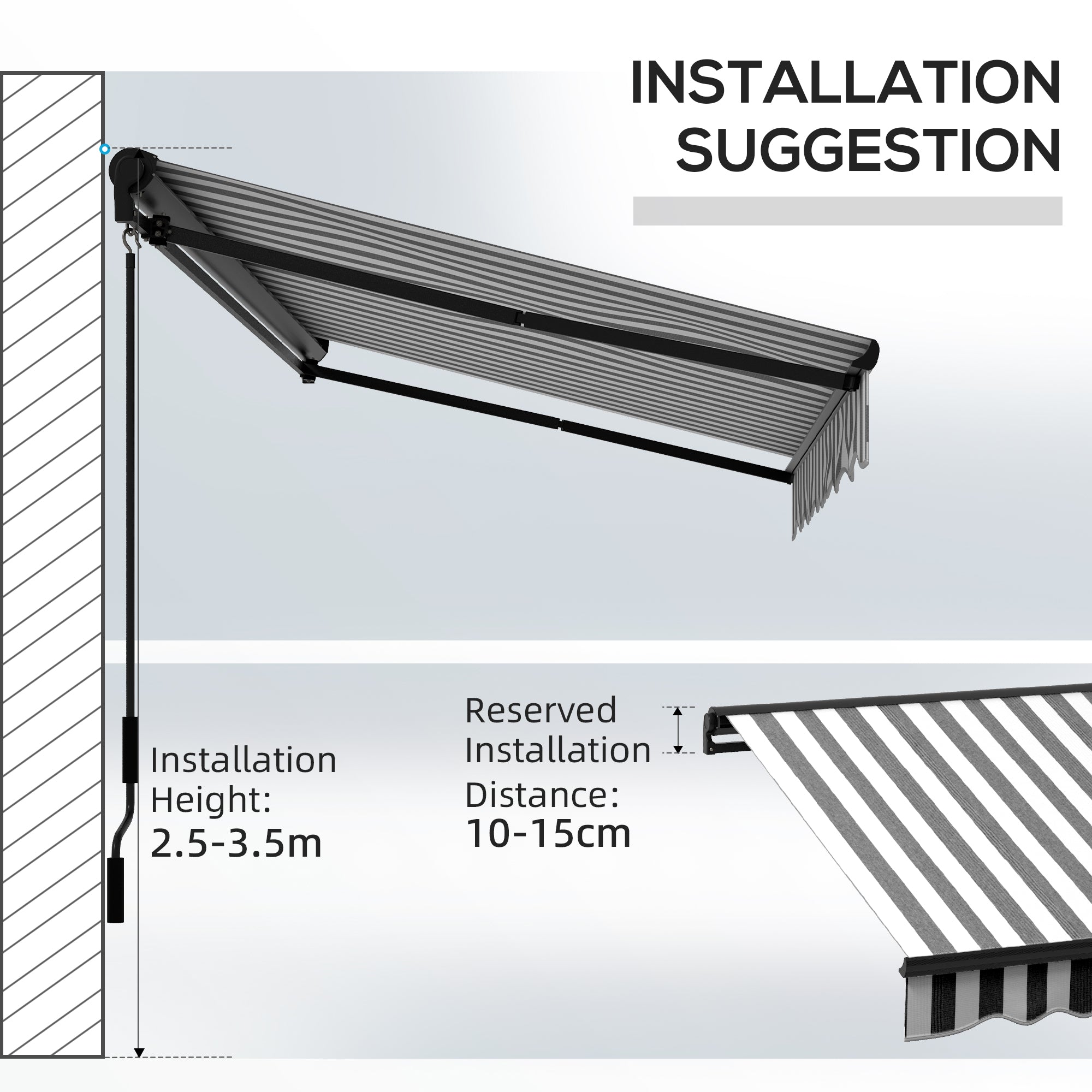 Outsunny 3 x 2m Aluminium Frame Electric Awning, with Remote - Grey/White