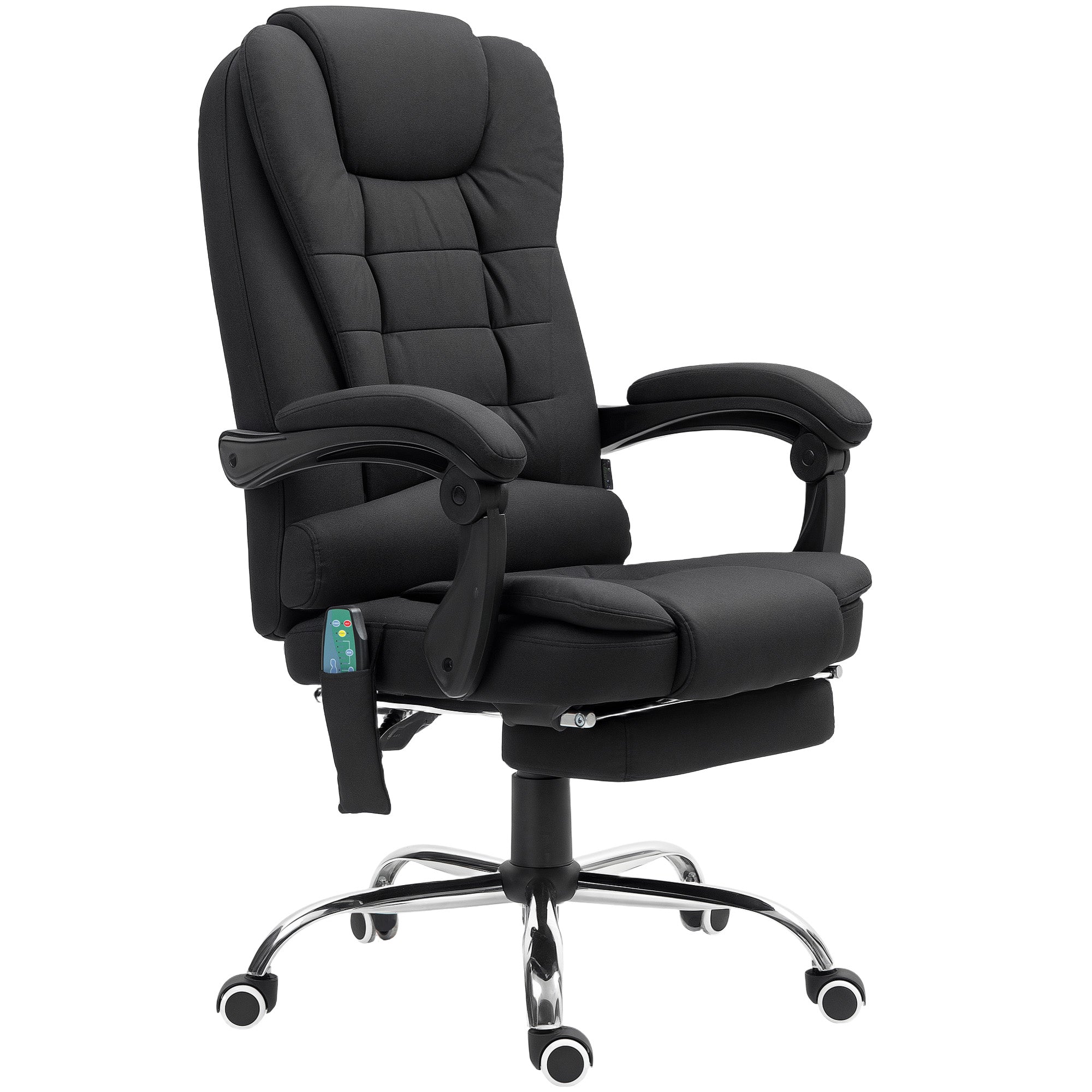 Vinsetto Heated 6 Points Vibration Massage Executive Office Chair Adjustable Swivel Ergonomic High Back Desk Chair Recliner with Footrest Black - North Peak Garden Furniture
