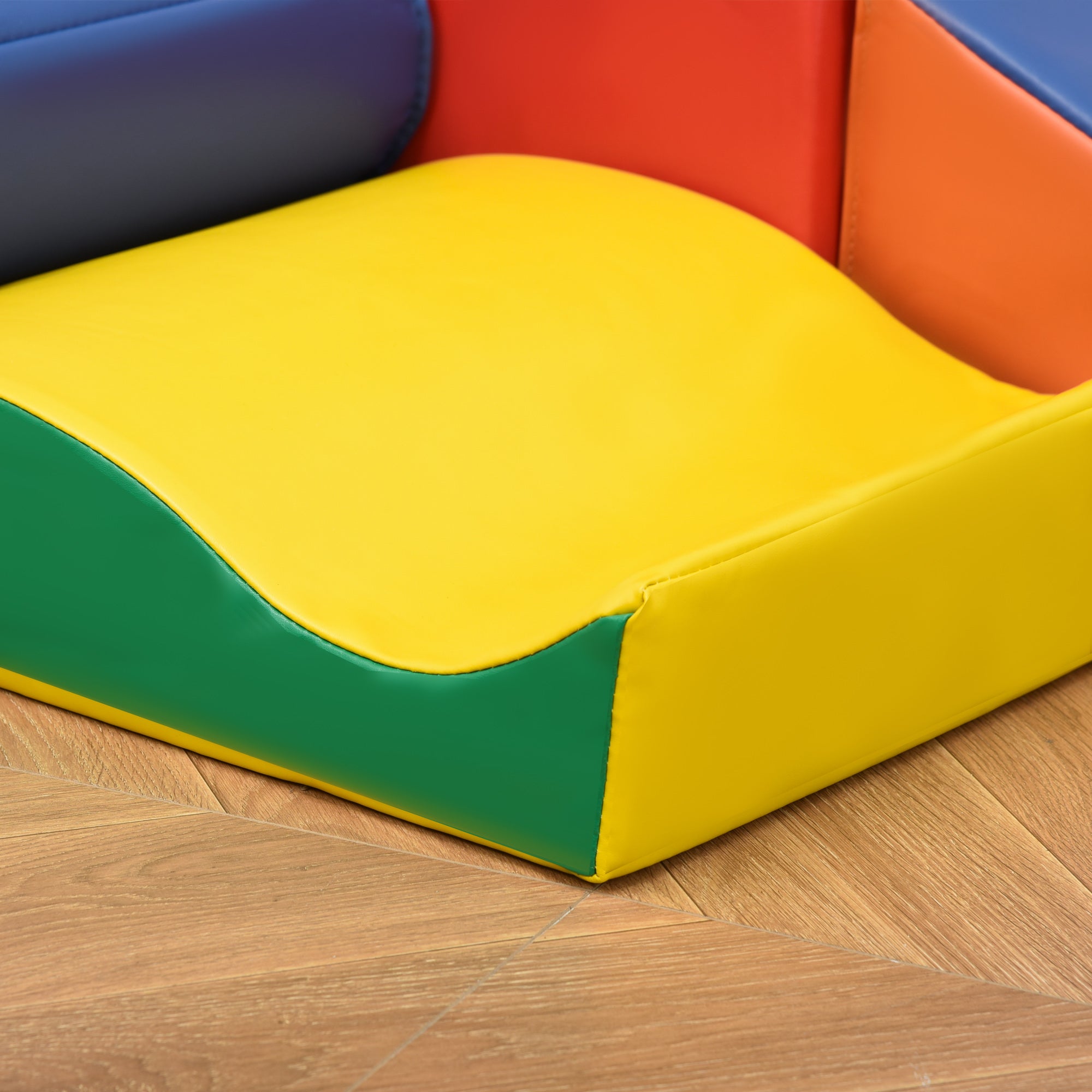 HOMCOM Soft Play Set, 7 Piece Soft Foam Blocks, Toddler Climb and Crawl Activity Play Set for 1-3 Years, Soft Play Equipment for Building and Stacking, Educational Play, Red - North Peak Garden Furniture