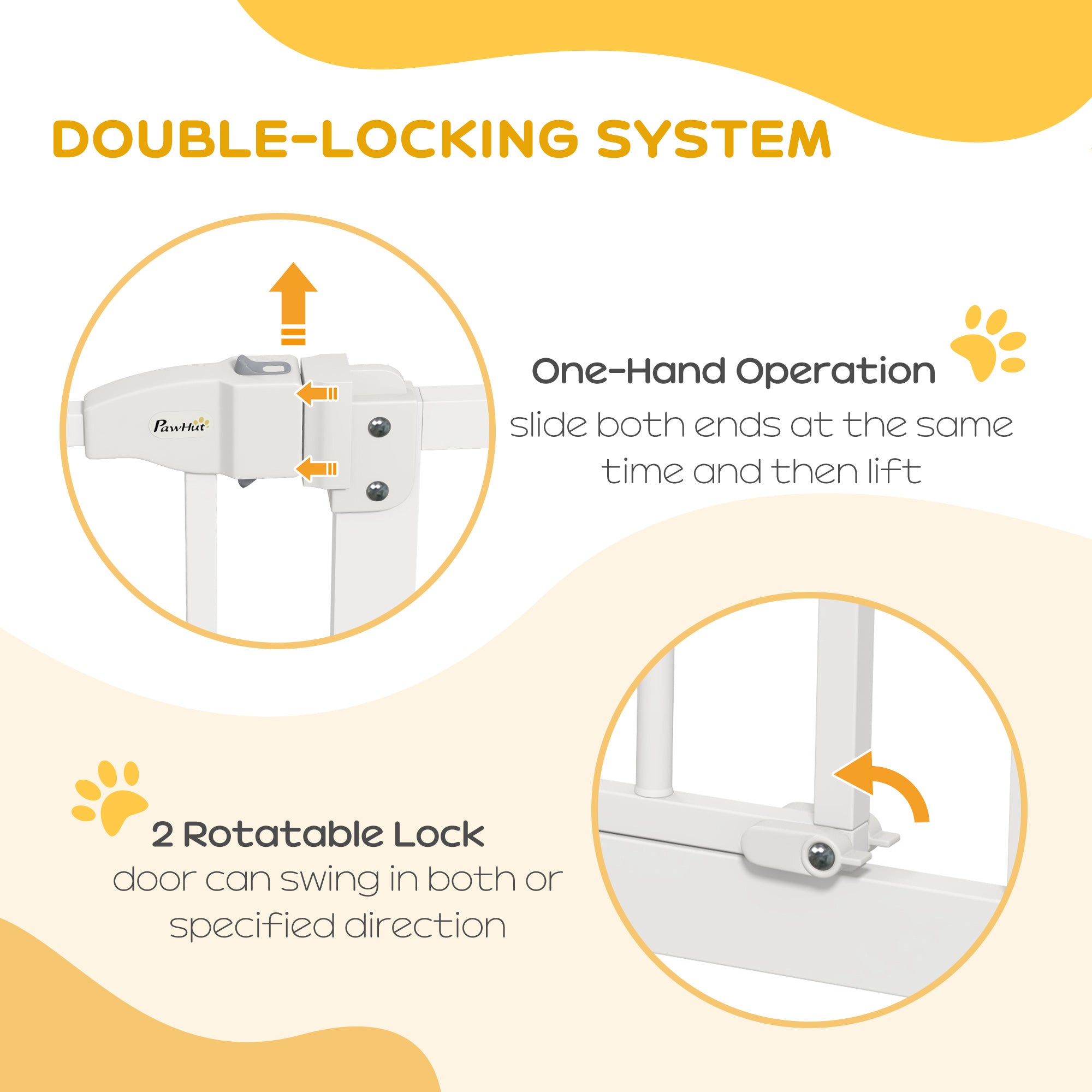 PawHut Pressure Fit Dog Stair Gate No Drilling Safety Gate Auto Close for Doorways, Hallways, 74-94cm Adjustable, 94cm Tall, White - North Peak Garden Furniture