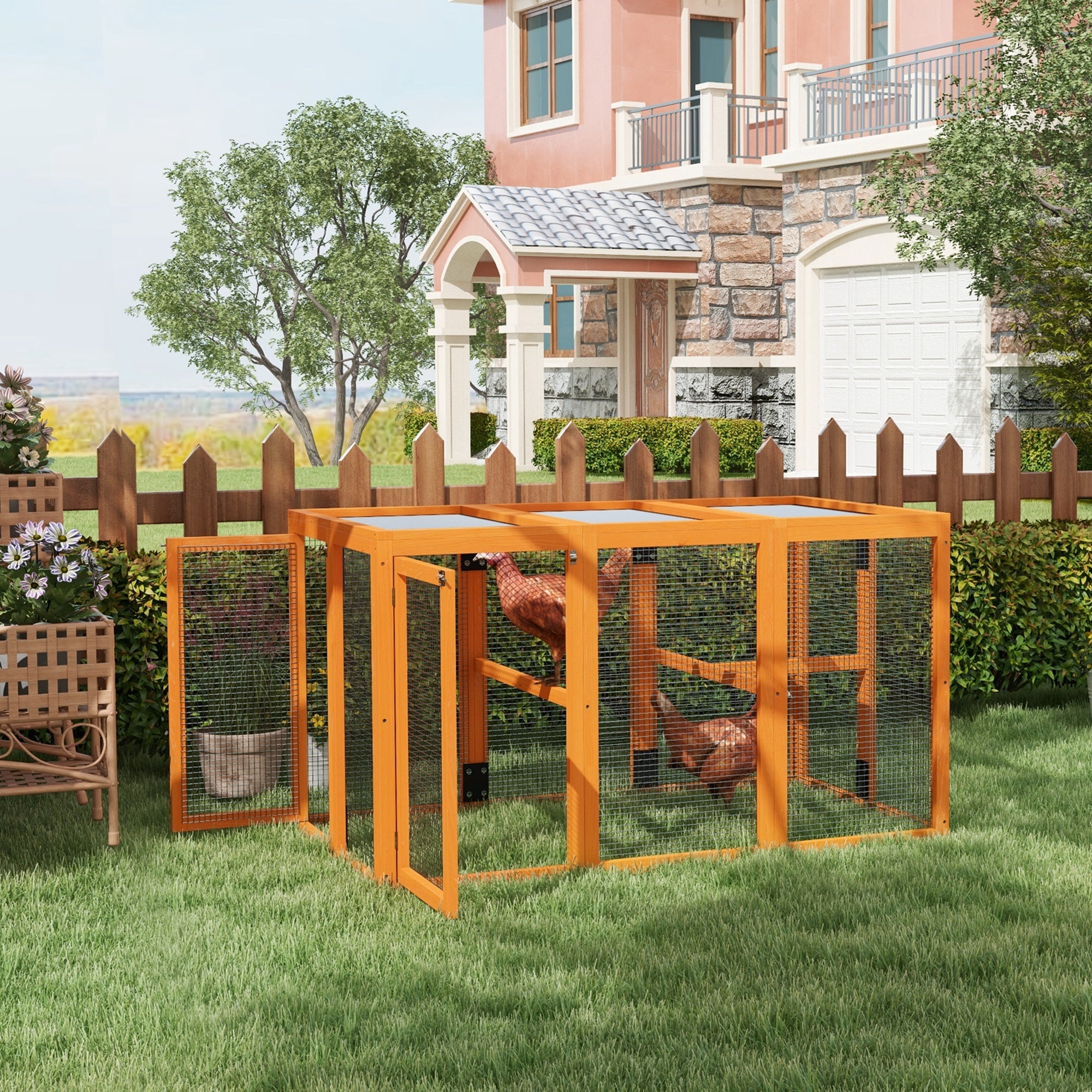 PawHut Wooden Chicken Coop with Combinable Design, for 1-3 Chickens - North Peak Garden Furniture